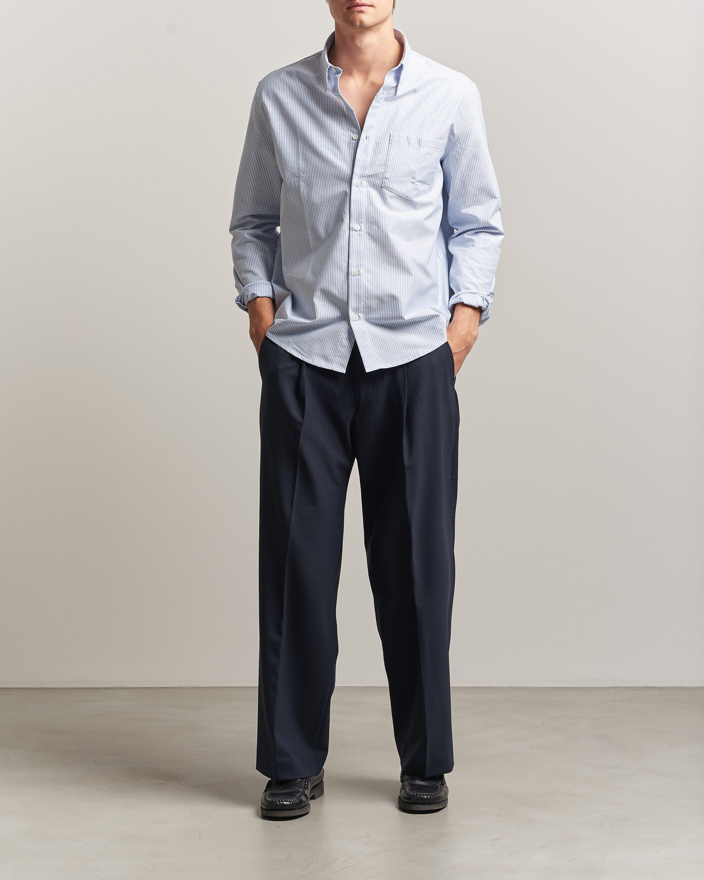 Herre | Skjorter | A.P.C. | Greg Striped Oxford Shirt Blue/White