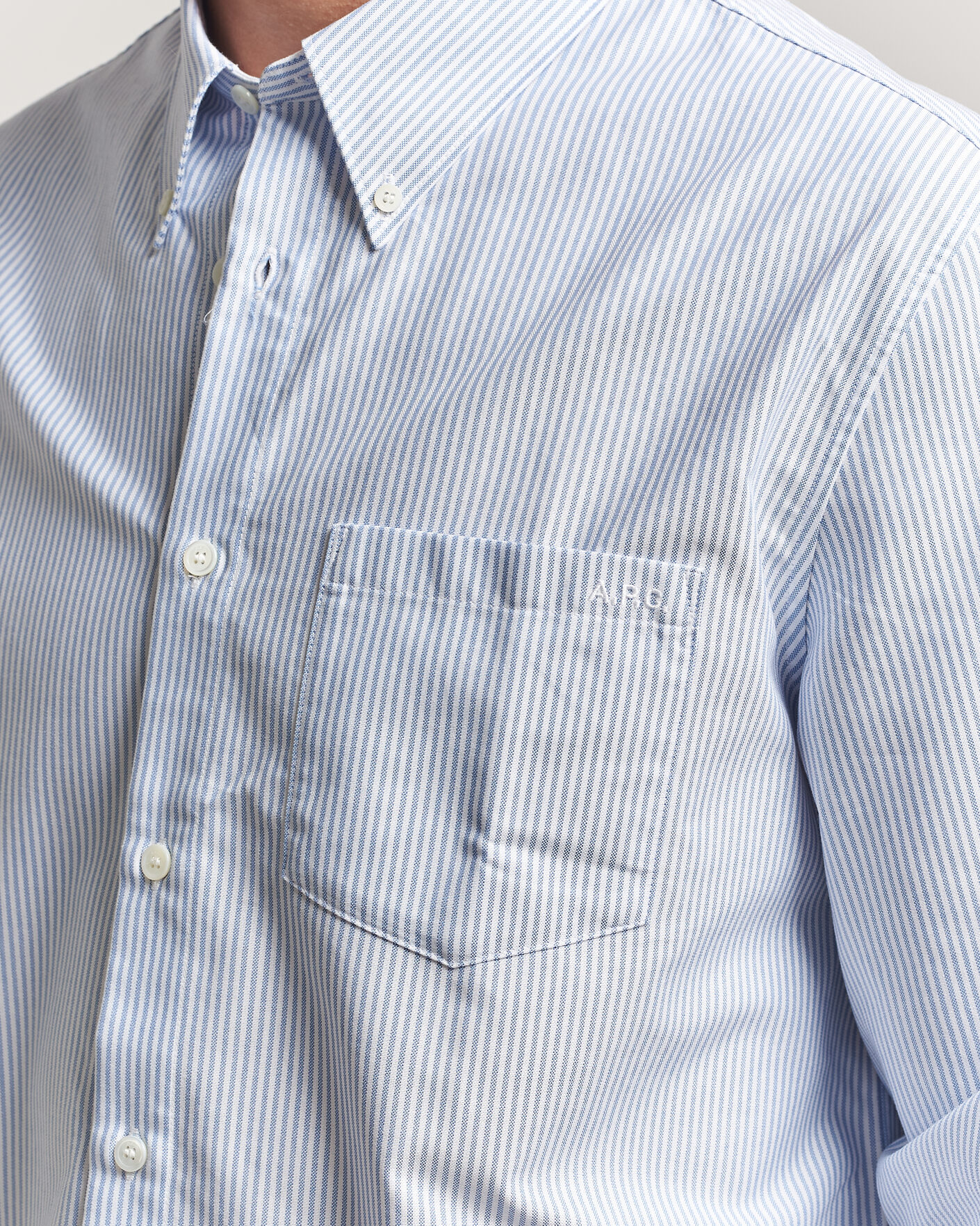 Herre | Skjorter | A.P.C. | Greg Striped Oxford Shirt Blue/White