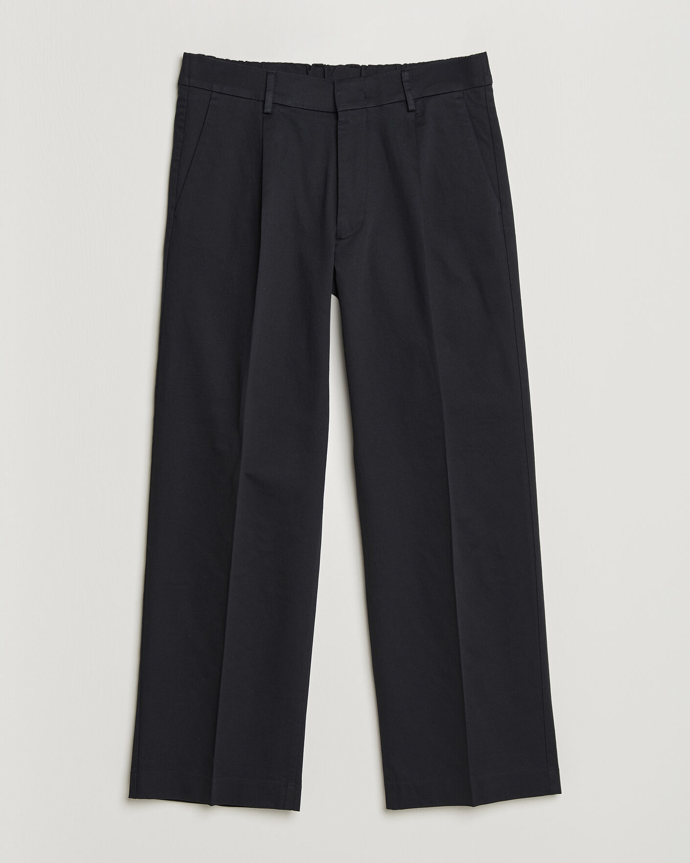 Herre | Bukser | NN07 | Kay Relaxed Fit Pleated Cotton Trousers Navy Blue