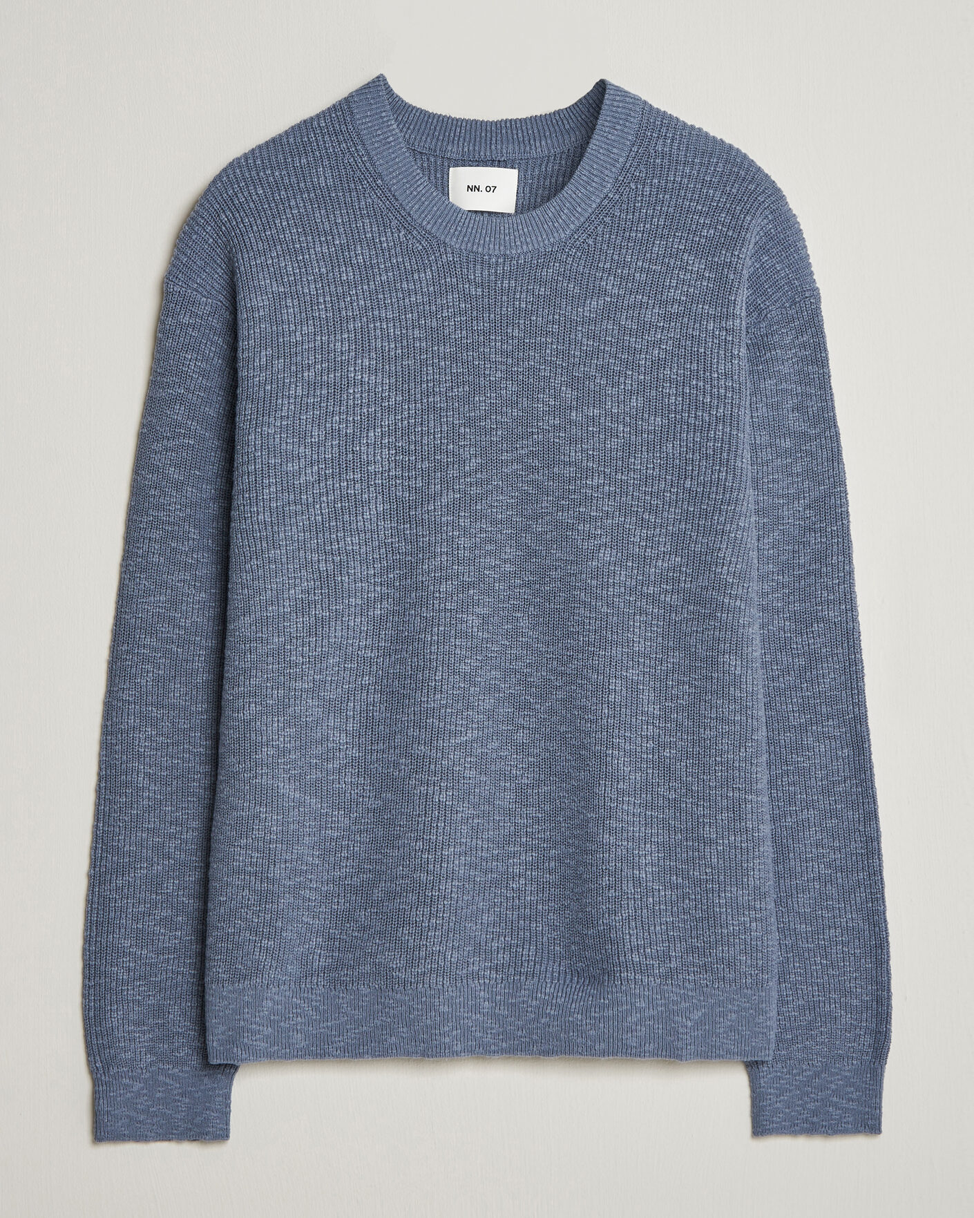 Herre | Trøjer | NN07 | Russell Cotton Knitted Sweater Stone Blue