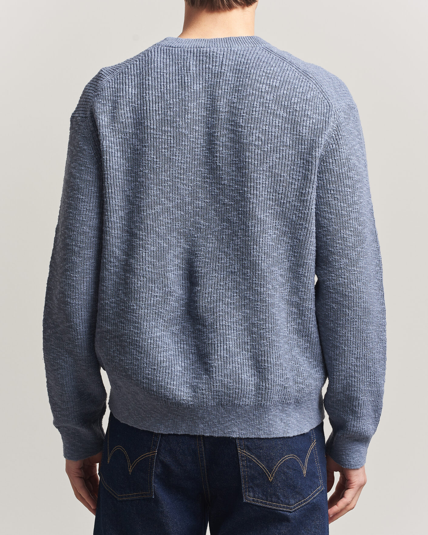 Herre | Trøjer | NN07 | Russell Cotton Knitted Sweater Stone Blue