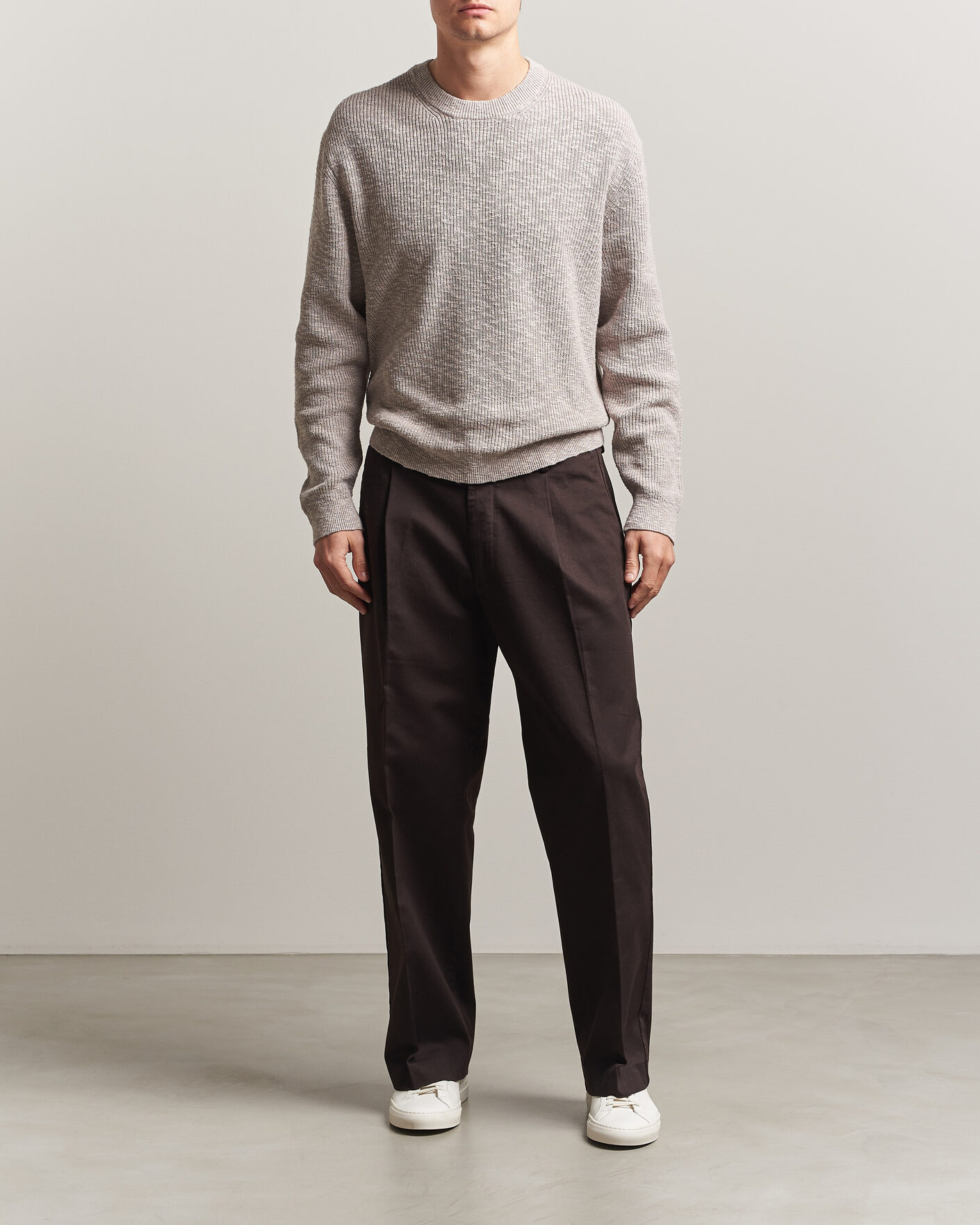 Herre | Trøjer | NN07 | Russell Cotton Knitted Sweater Moon Dust
