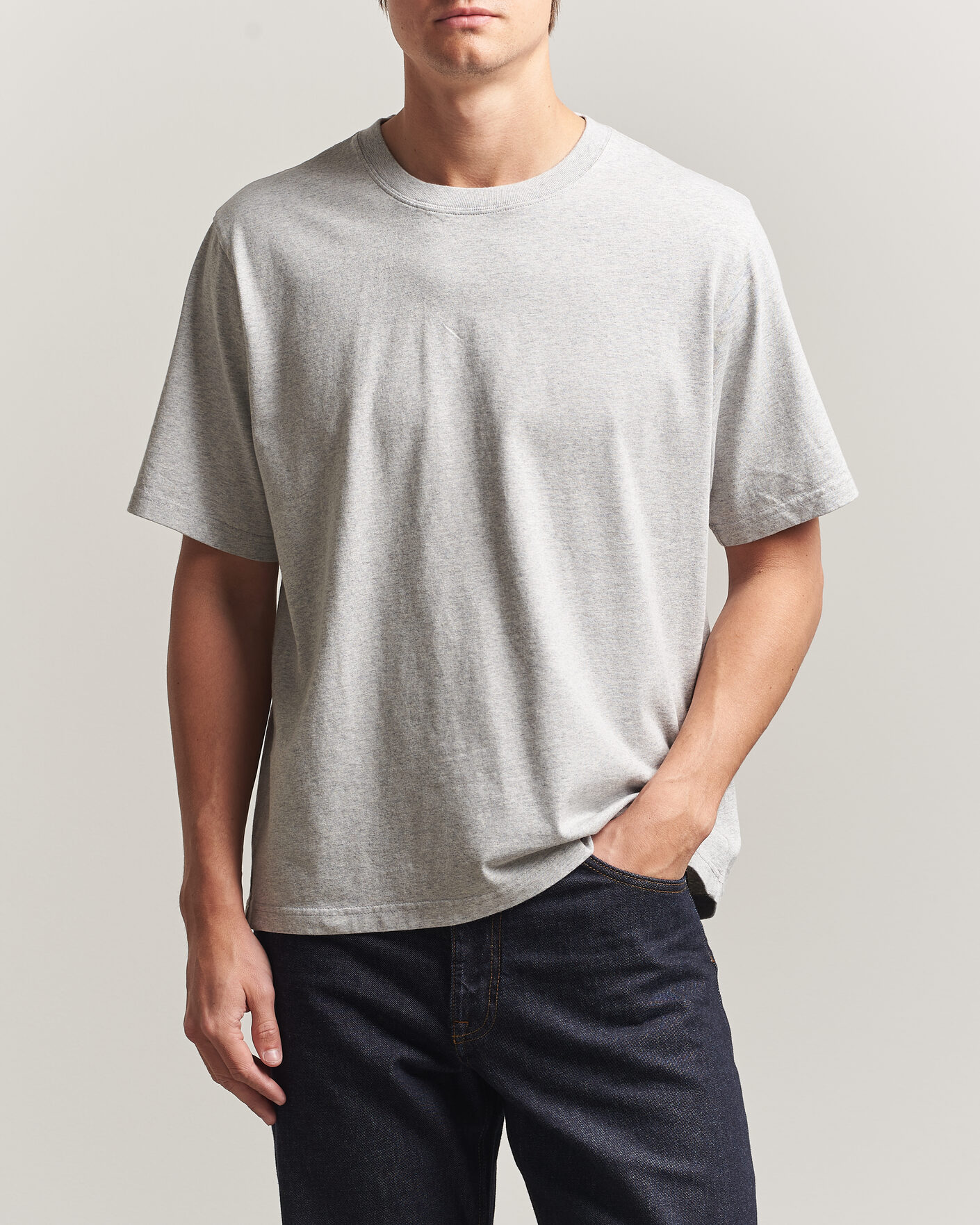 Herre | T-Shirts | NN07 | Jett Printed HQ T-Shirt Grey Melange