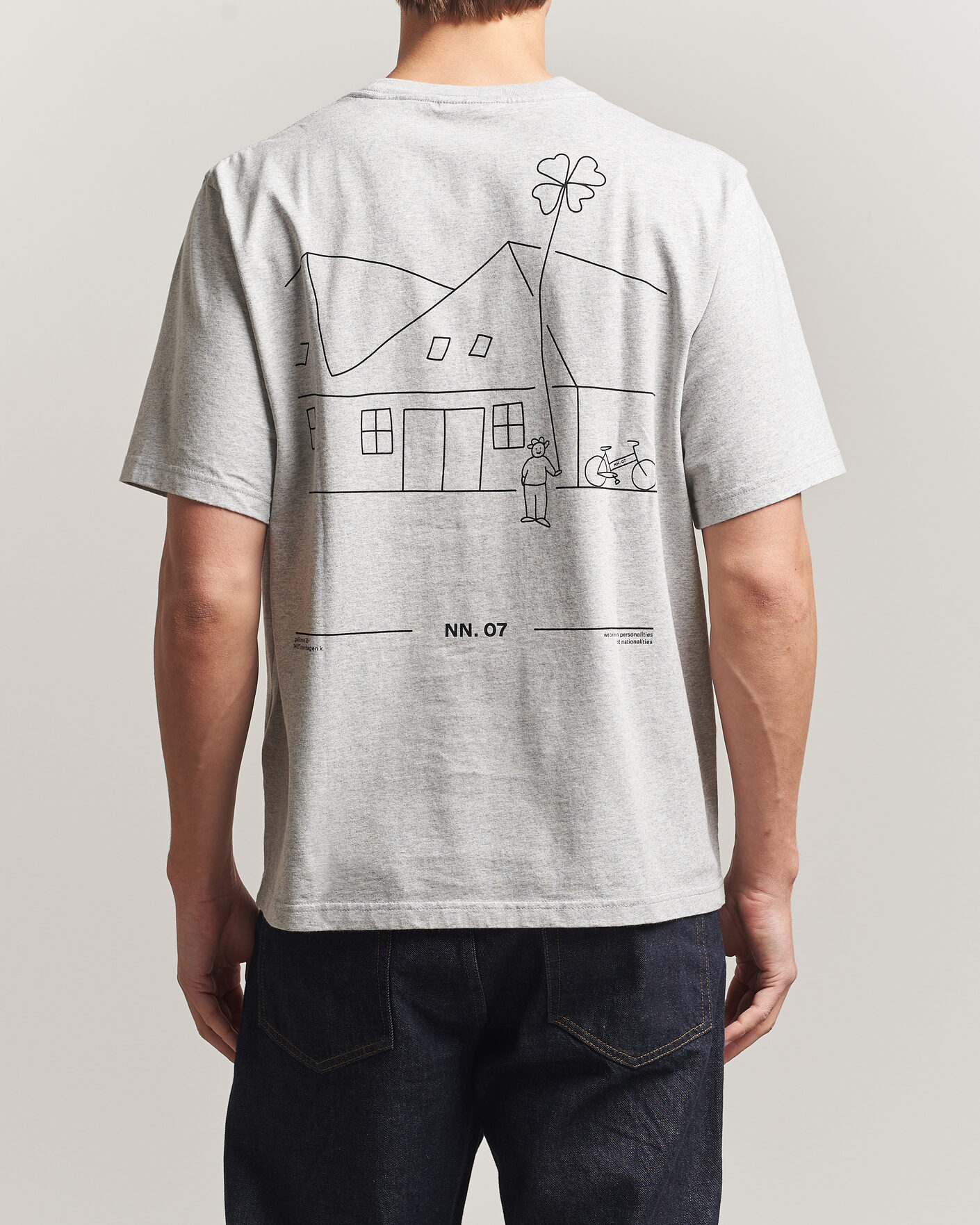 Herre | T-Shirts | NN07 | Jett Printed HQ T-Shirt Grey Melange