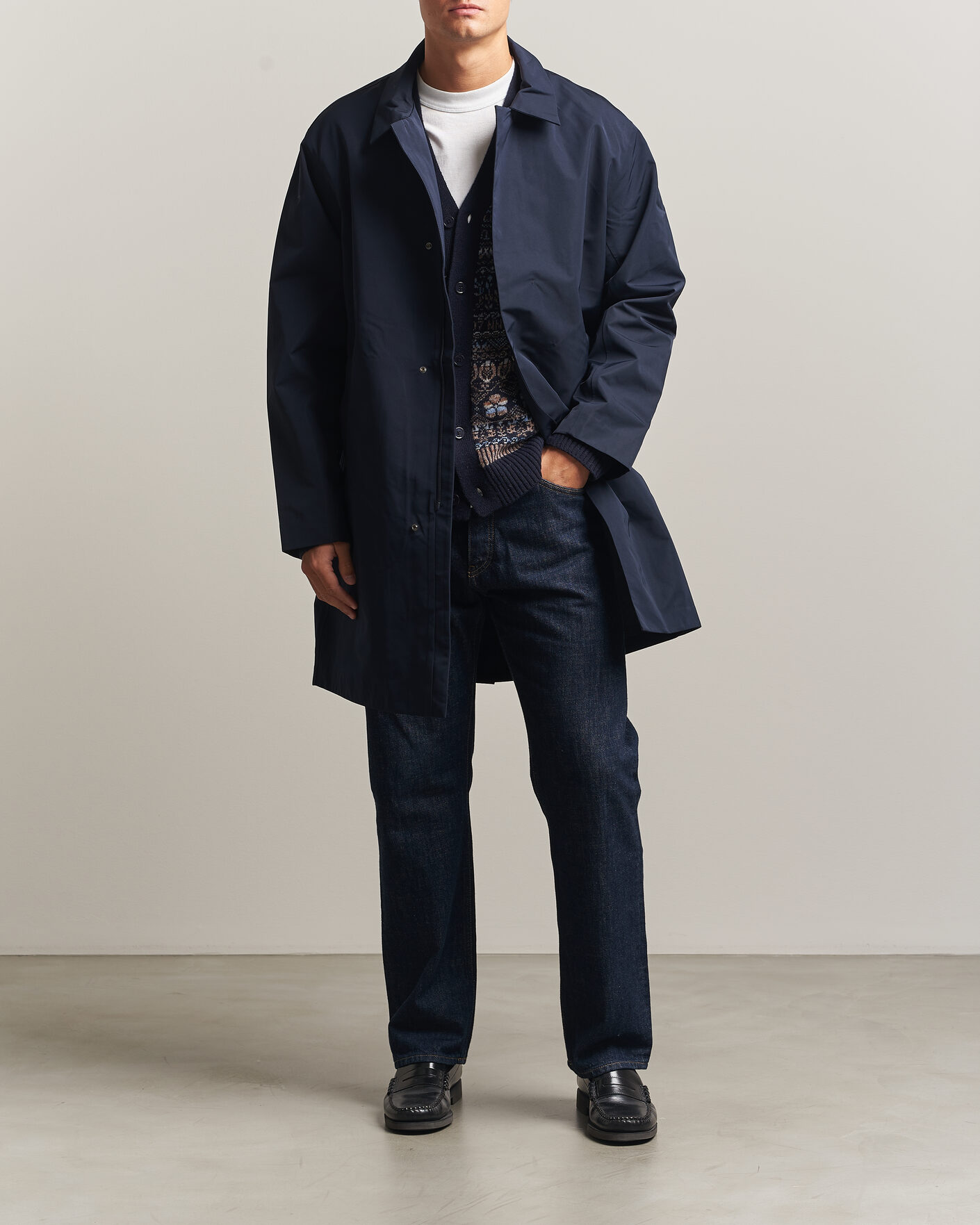 Herre | Jakker | NN07 | Steve Technical Coat Deep Navy