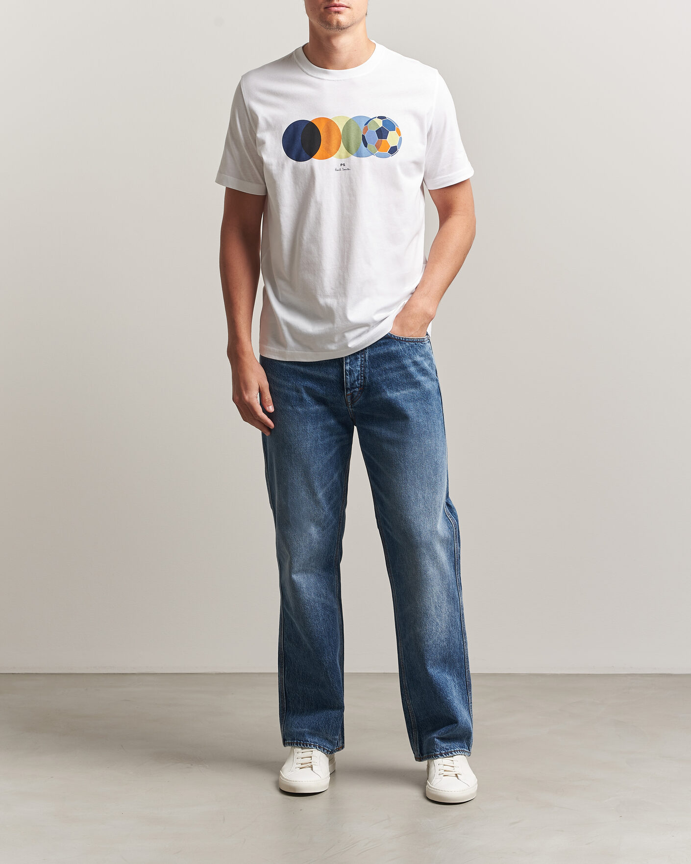 Herre | T-Shirts | PS Paul Smith | Footbal Crew Neck T-Shirt White