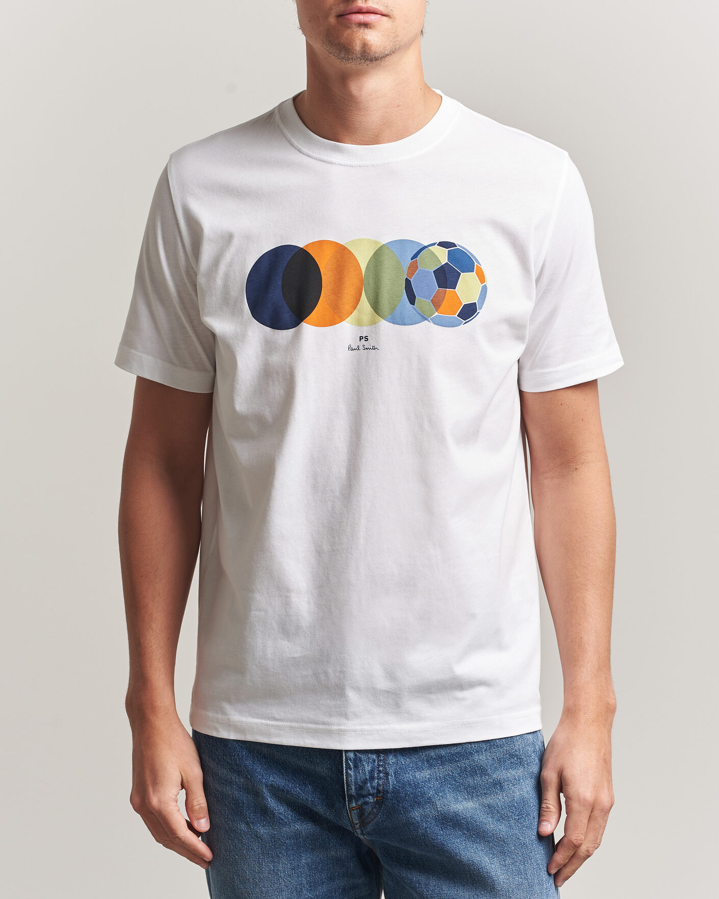 Herre | T-Shirts | PS Paul Smith | Footbal Crew Neck T-Shirt White
