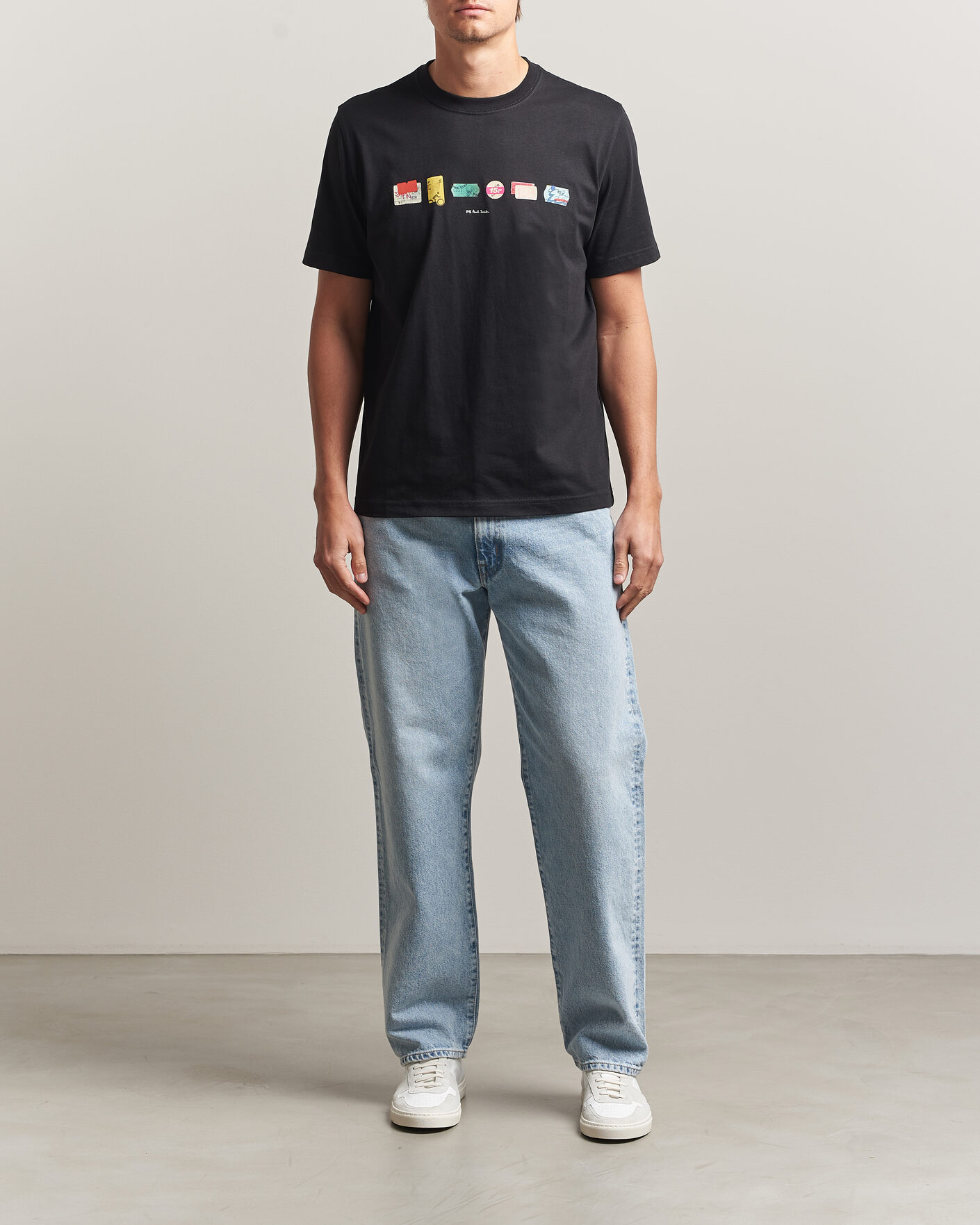 Herre | T-Shirts | PS Paul Smith | In A Row Crew Neck T-Shirt Black