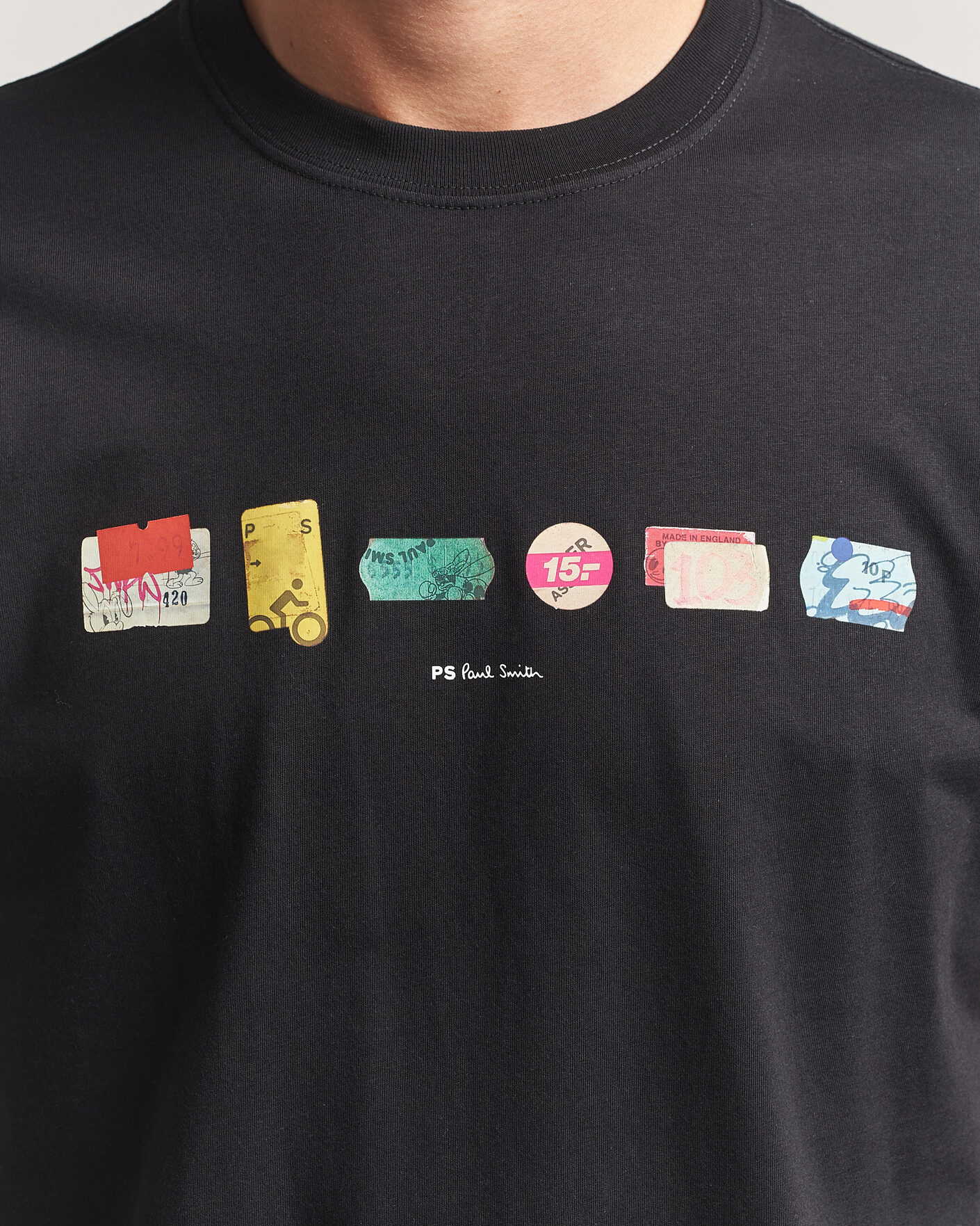 Herre | T-Shirts | PS Paul Smith | In A Row Crew Neck T-Shirt Black