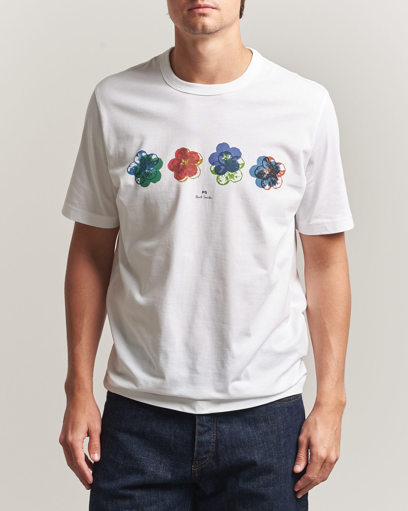 Herre | T-Shirts | PS Paul Smith | Flower Crew Neck T-Shirt White