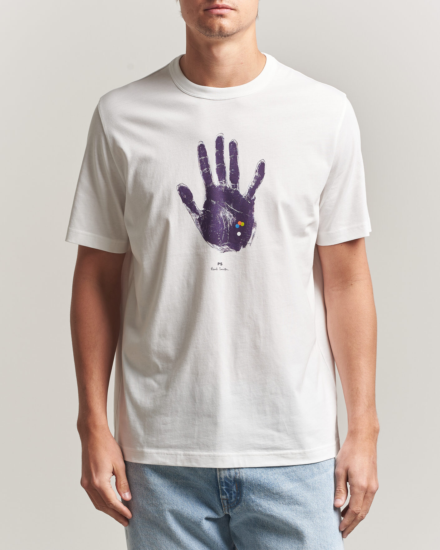 Herre | T-Shirts | PS Paul Smith | Hand Crew Neck T-Shirt White