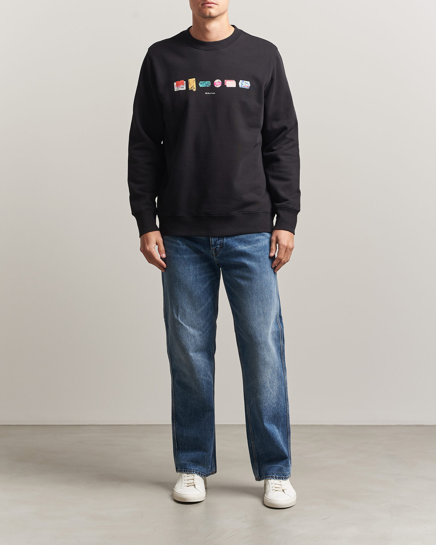 Herre | Trøjer | PS Paul Smith | In A Row Crew Neck Sweatshirt Black