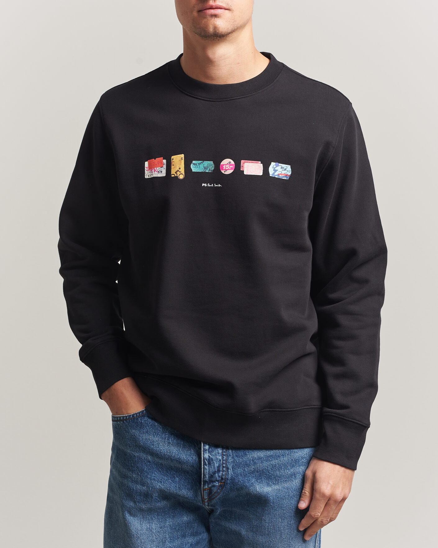 Herre | Trøjer | PS Paul Smith | In A Row Crew Neck Sweatshirt Black