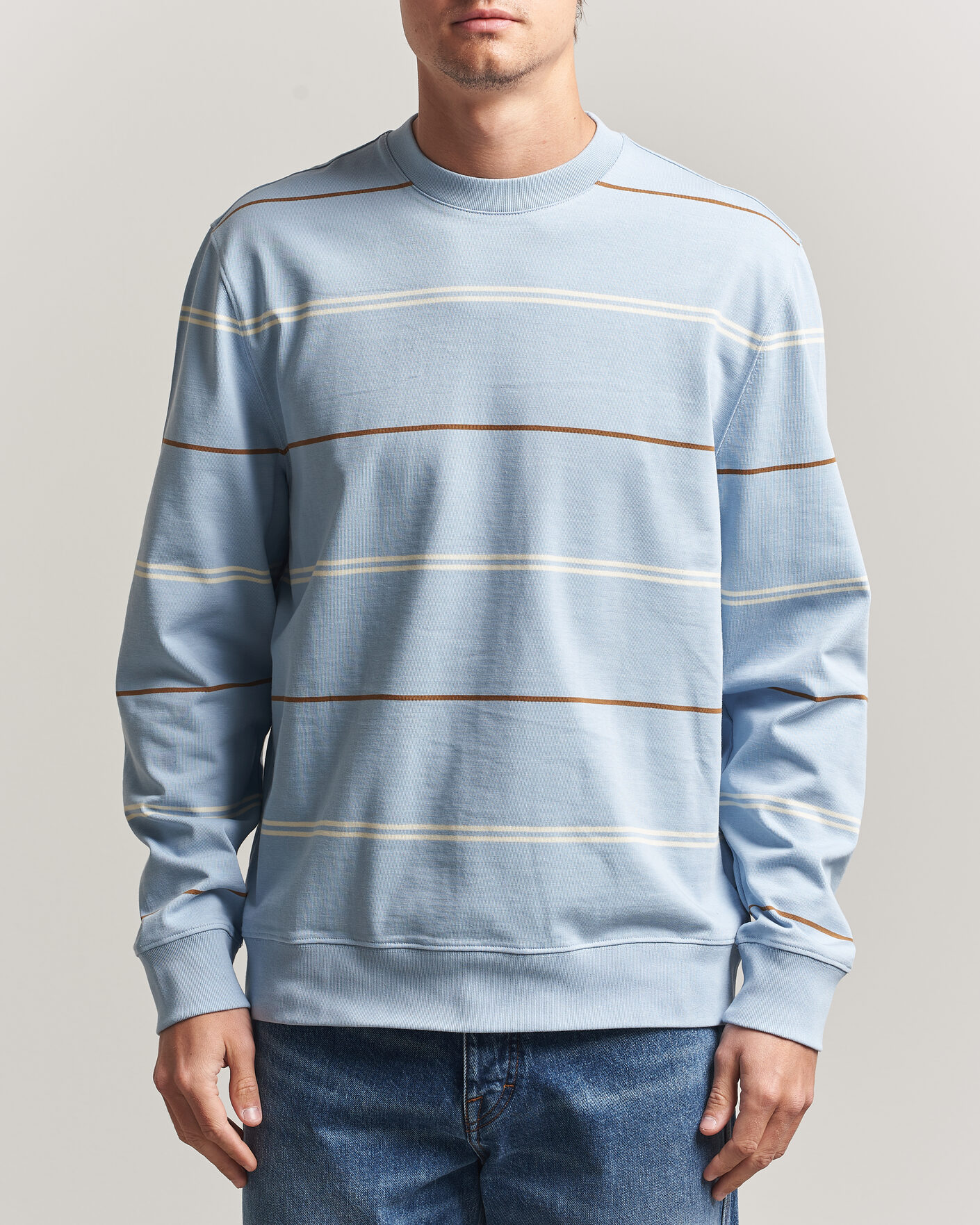 Herre | Trøjer | PS Paul Smith | Cotton Striped Sweater Light Blue