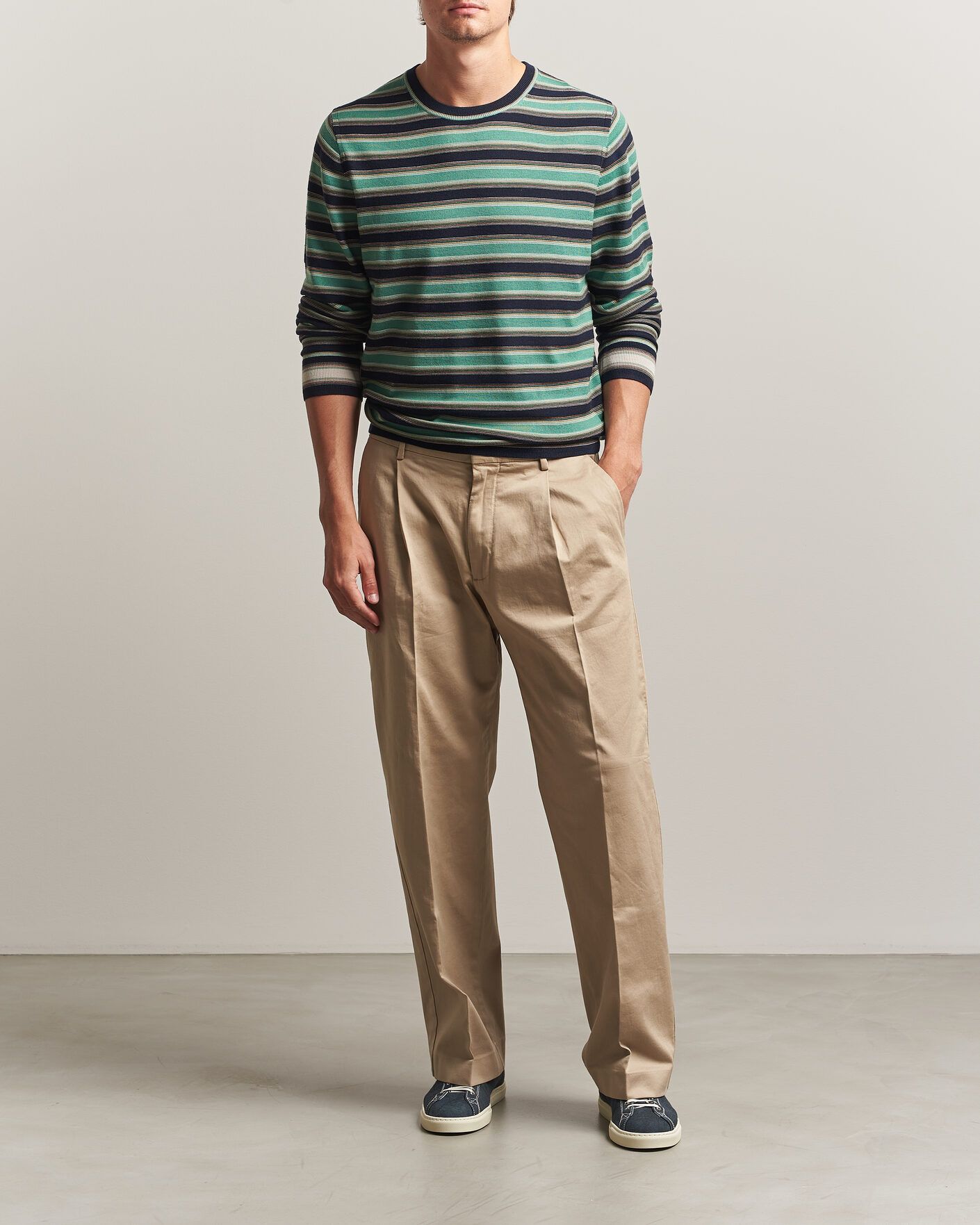 Herre | Trøjer | PS Paul Smith | Merino Wool Knitted Striped Sweater Green