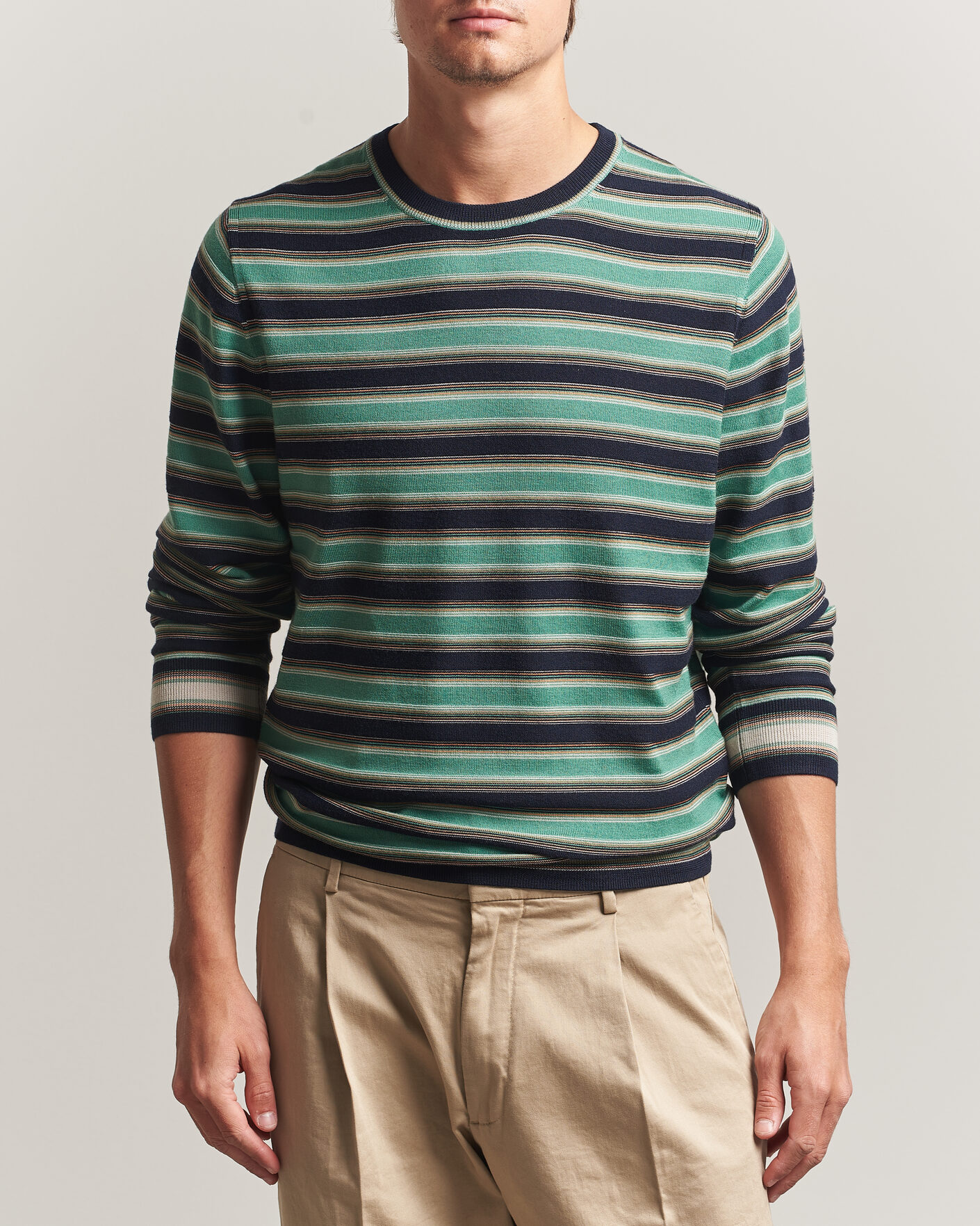 Herre | Trøjer | PS Paul Smith | Merino Wool Knitted Striped Sweater Green