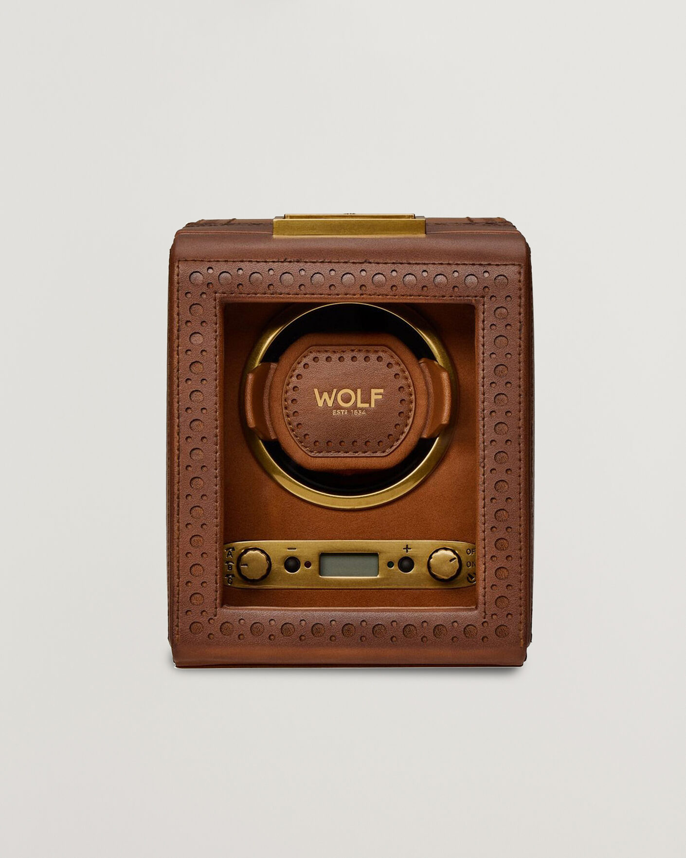 Herre | Ure- & smykkeæsker | WOLF | Brouge Single Watch Winder Burnished Brown