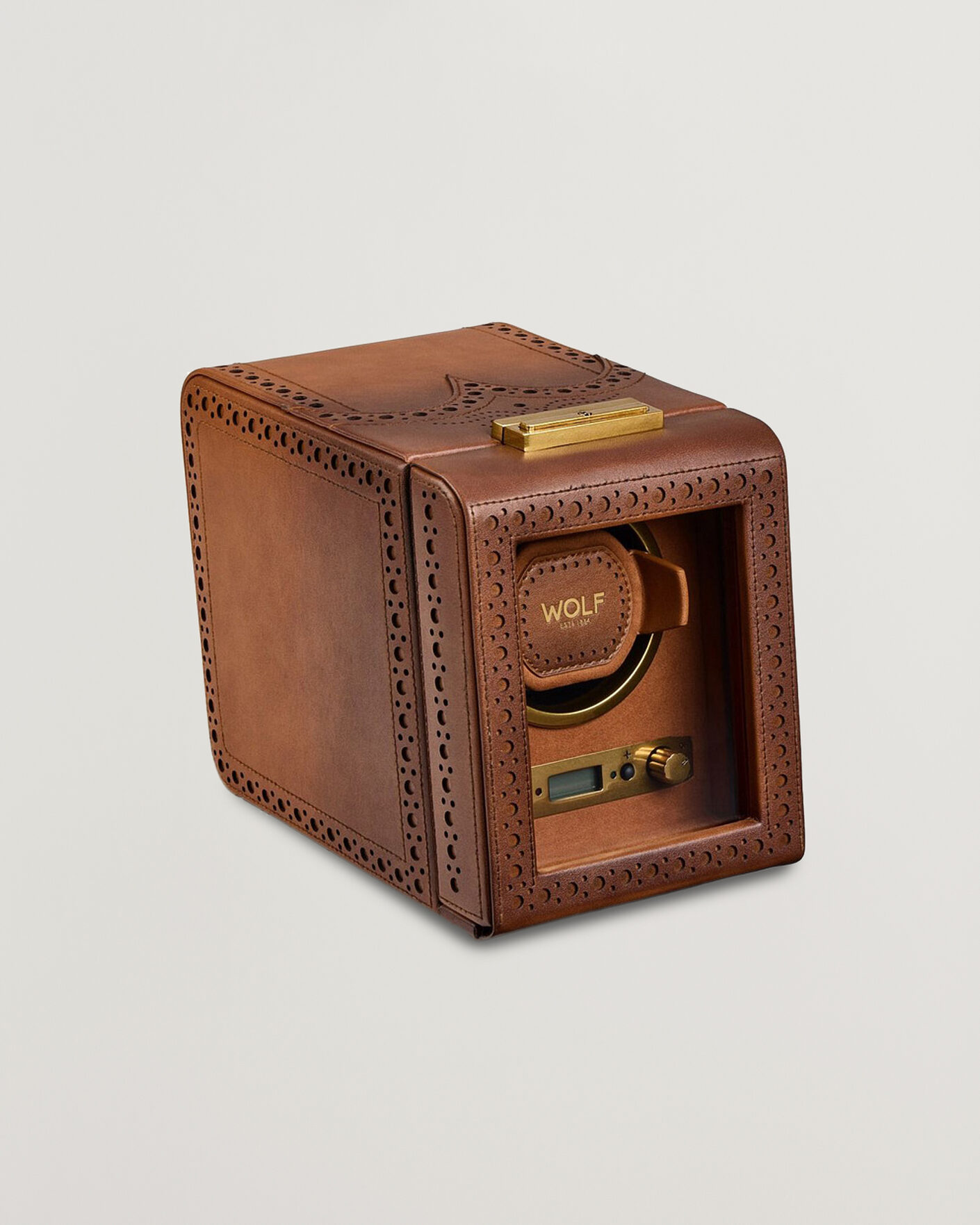 Herre | Ure- & smykkeæsker | WOLF | Brouge Single Watch Winder Burnished Brown