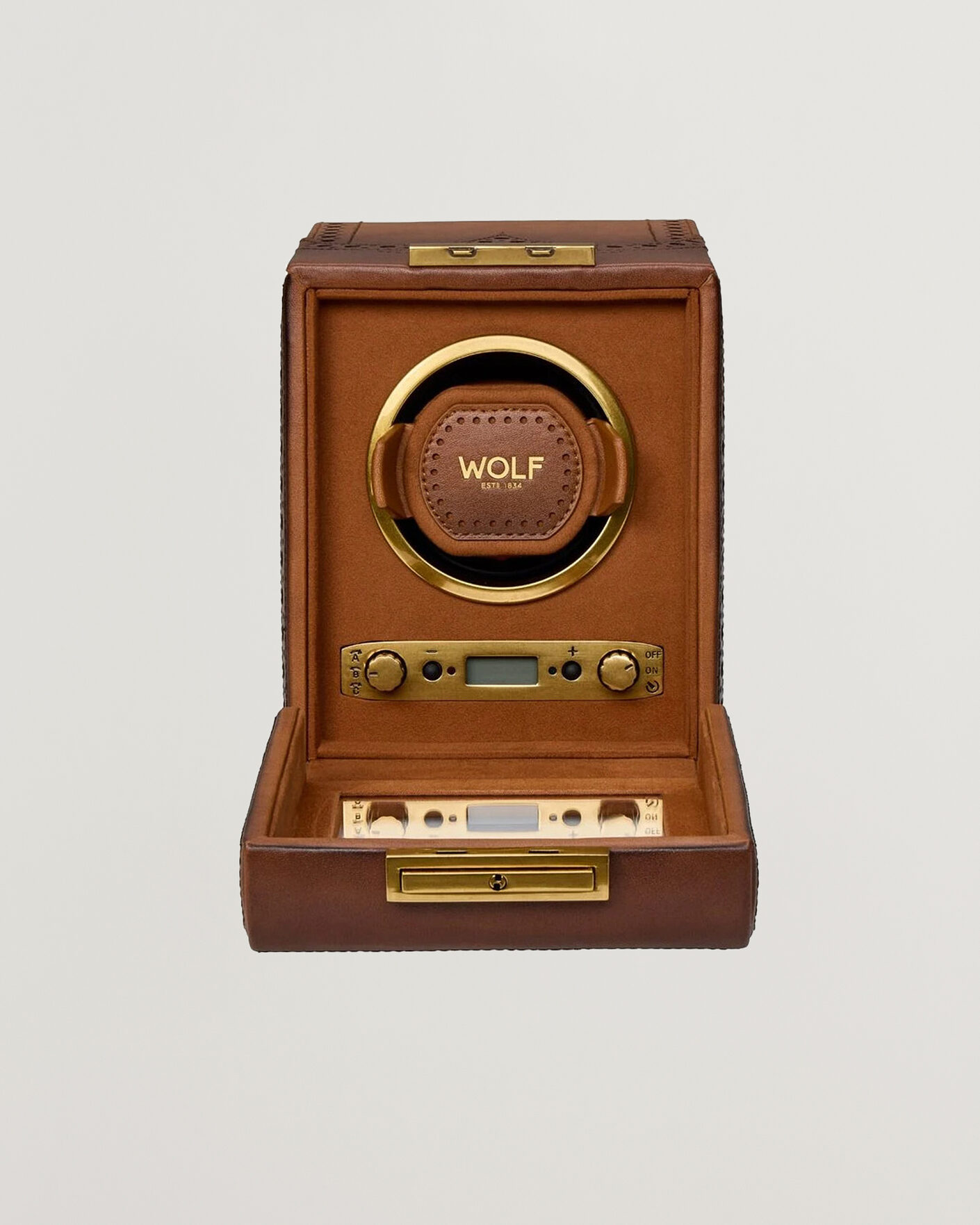 Herre | Ure- & smykkeæsker | WOLF | Brouge Single Watch Winder Burnished Brown