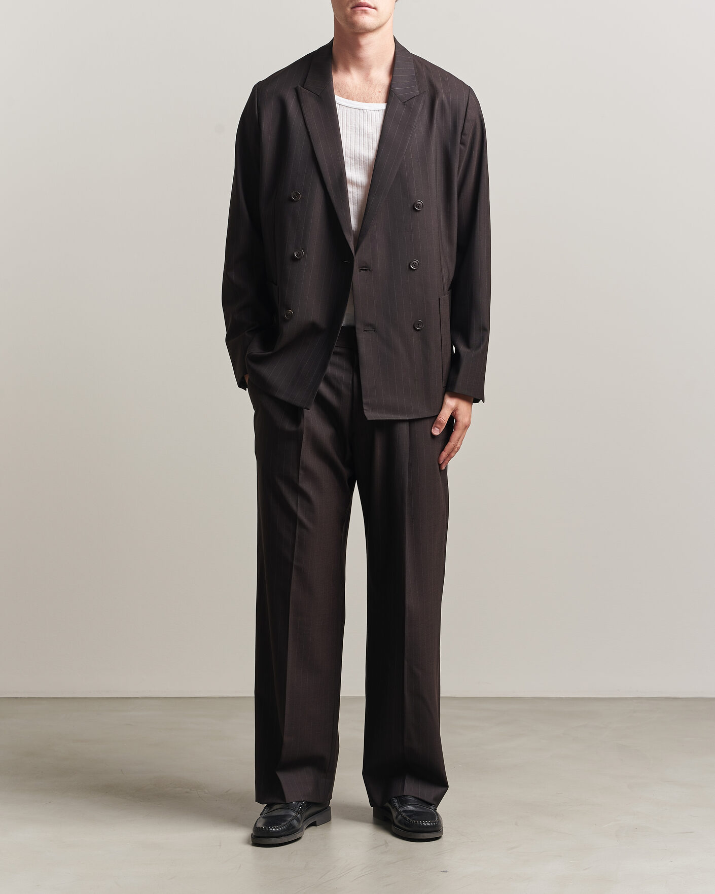 Herre | Blazere & jakker | NN07 | Jordin Pinstriped Double Breasted Blazer Dark Brown