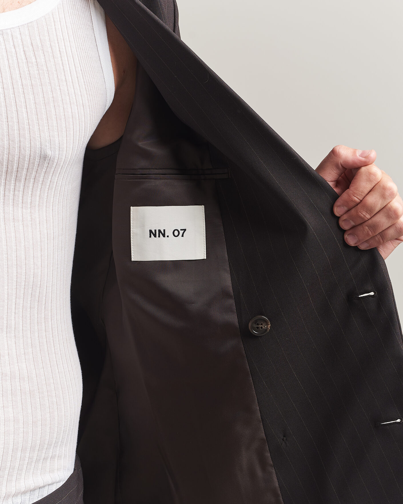 Herre | Blazere & jakker | NN07 | Jordin Pinstriped Double Breasted Blazer Dark Brown