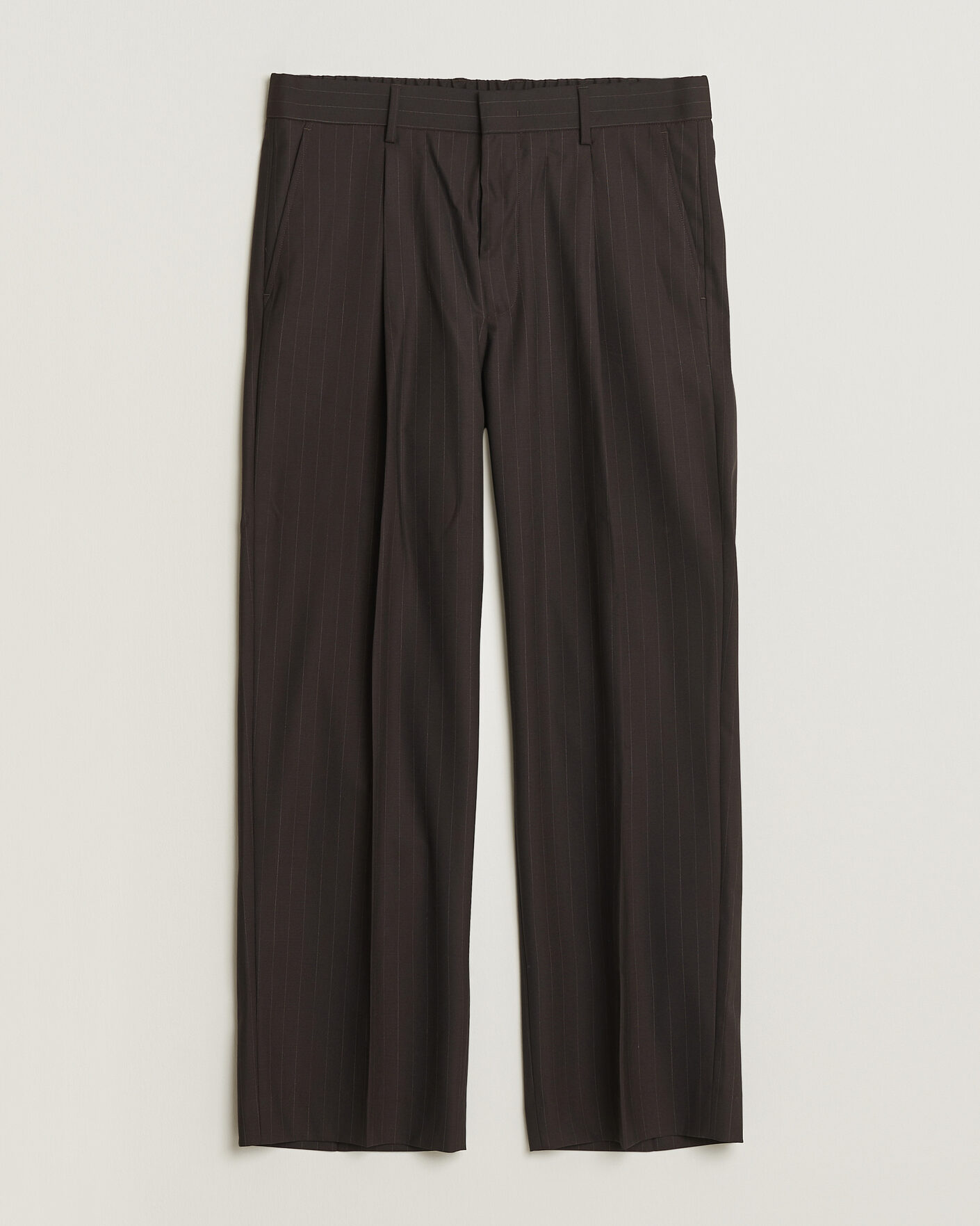 Herre | Bukser | NN07 | Kay Pinstriped Pleated Trousers Dark Brown