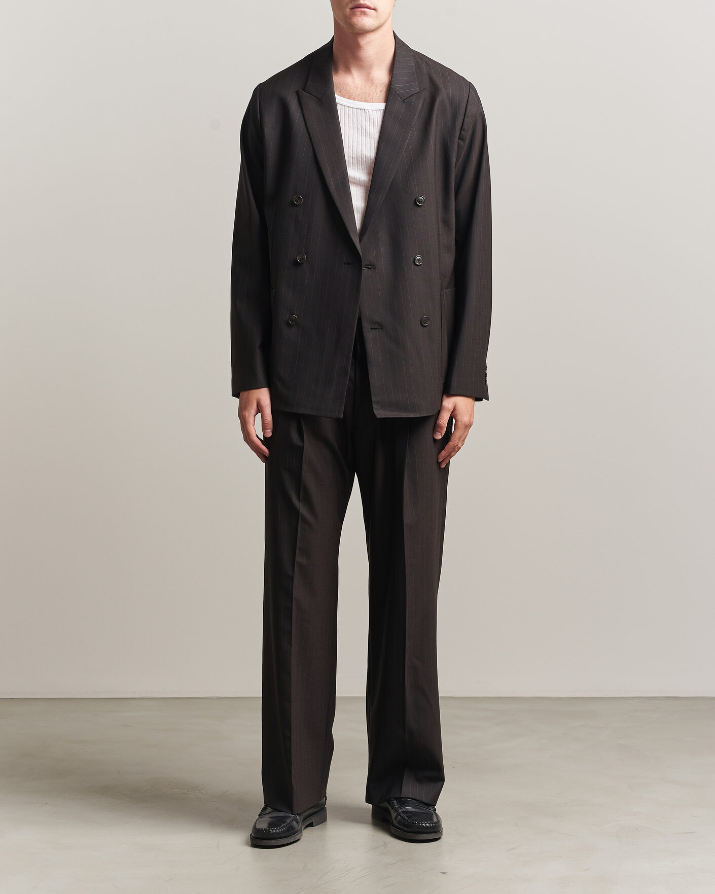 Herre | Bukser | NN07 | Kay Pinstriped Pleated Trousers Dark Brown