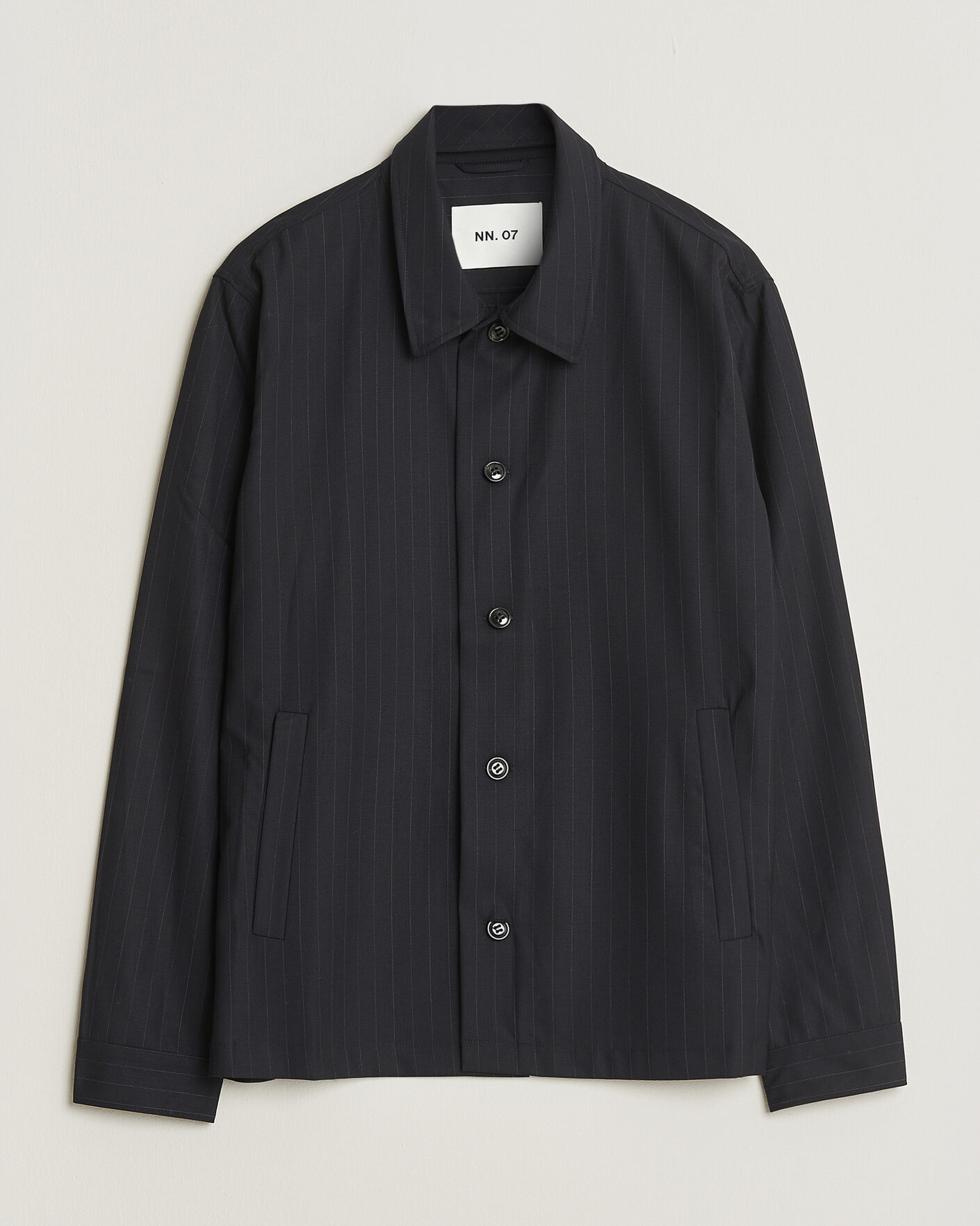 Herre | Skjorter | NN07 | Zander Pinstriped Overshirt Navy Blue