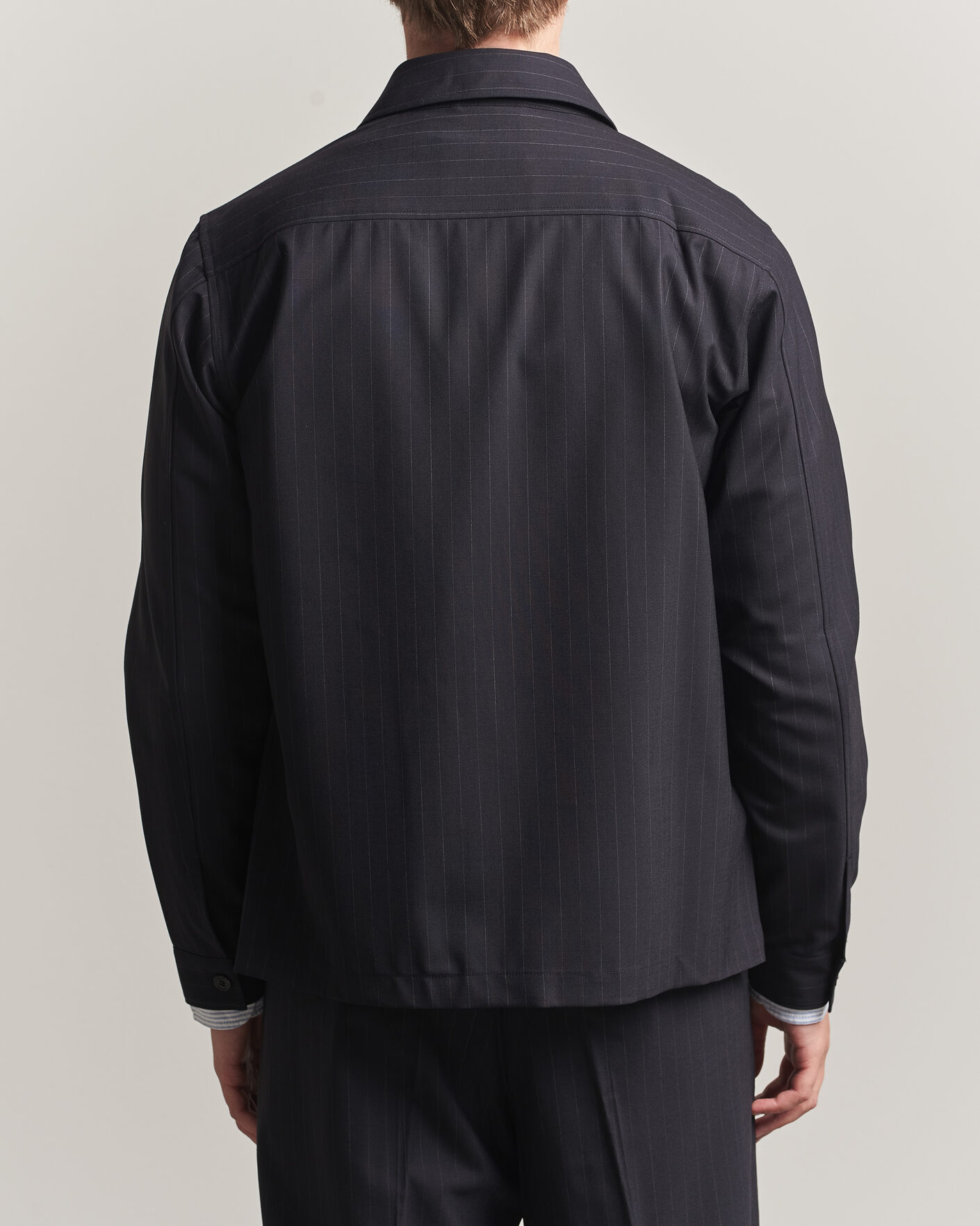 Herre | Skjorter | NN07 | Zander Pinstriped Overshirt Navy Blue