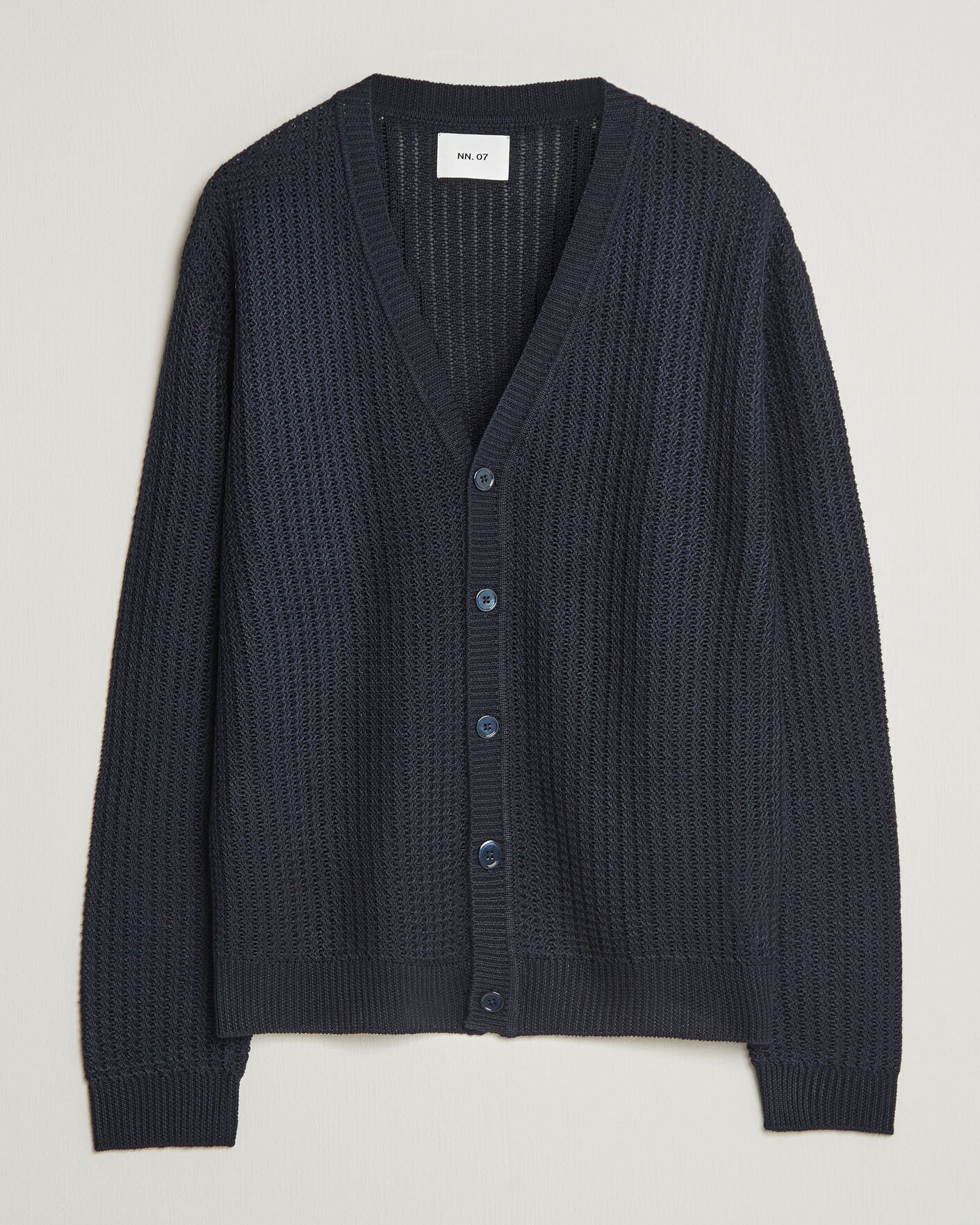 Herre | Trøjer | NN07 | Tim Linen Knitted Cardigan Navy Blue