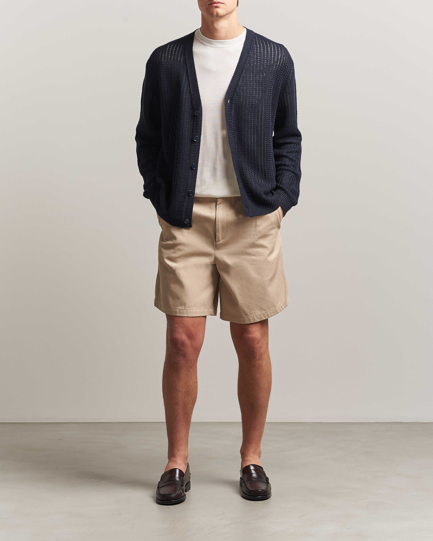 Herre | Trøjer | NN07 | Tim Linen Knitted Cardigan Navy Blue