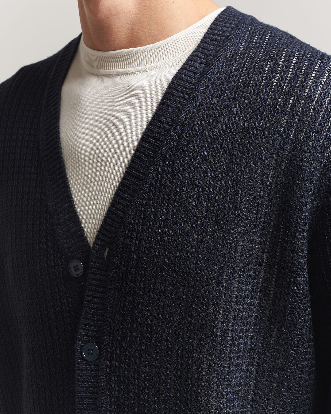 Herre | Trøjer | NN07 | Tim Linen Knitted Cardigan Navy Blue