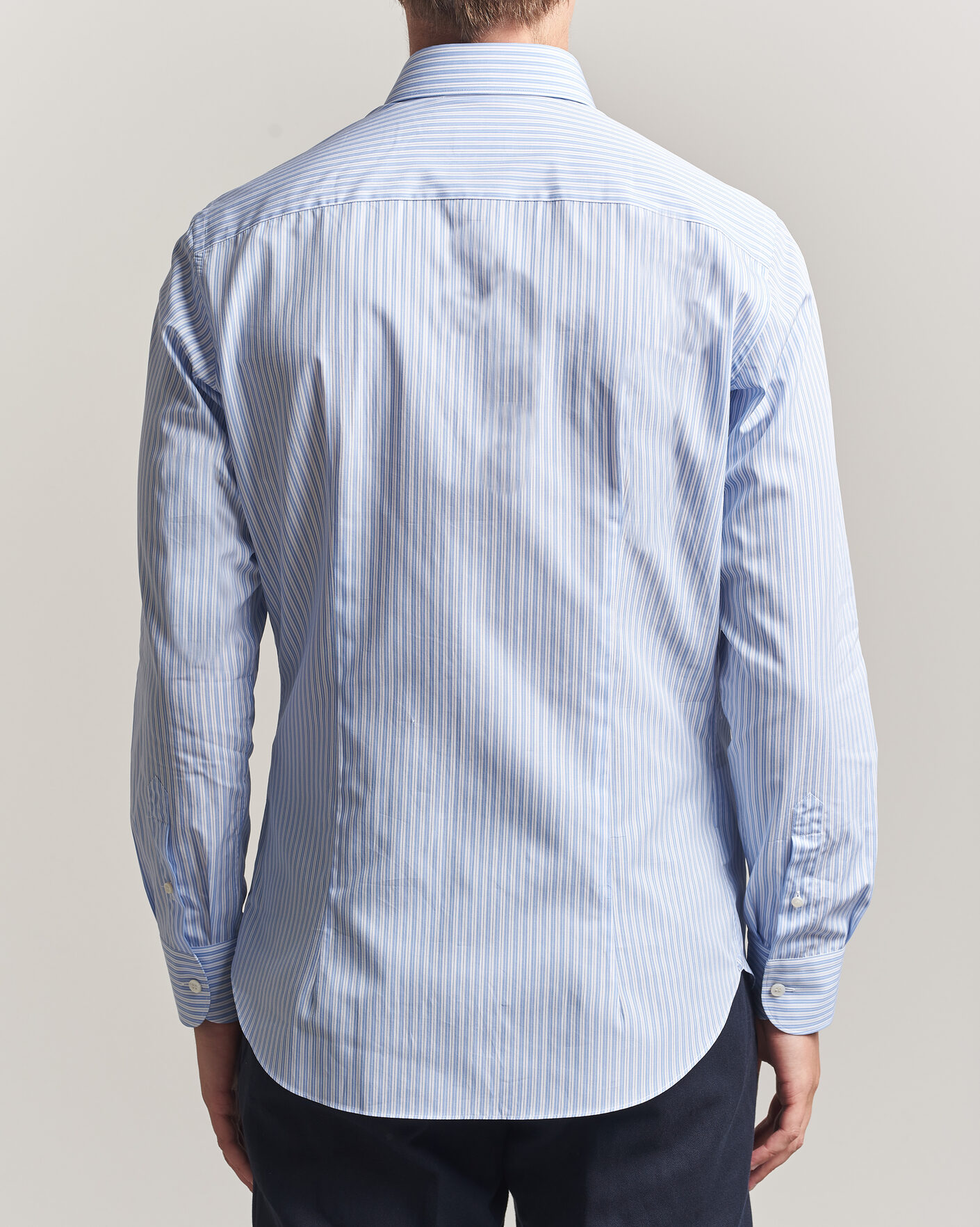 Herre | Skjorter | Brioni | Poplin Cotton Dress Shirt Light Blue Stripe