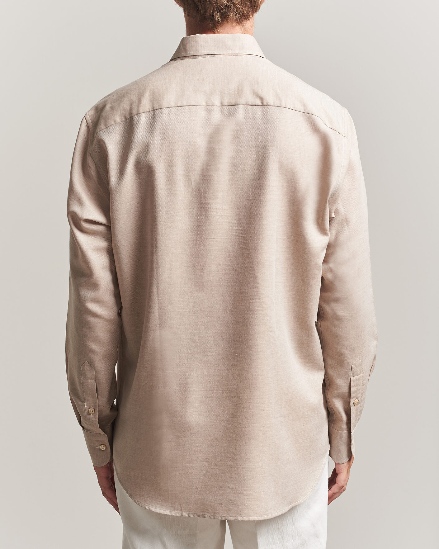 Herre | Skjorter | Brioni | Cotton/Cashmere Flannel Shirt Beige