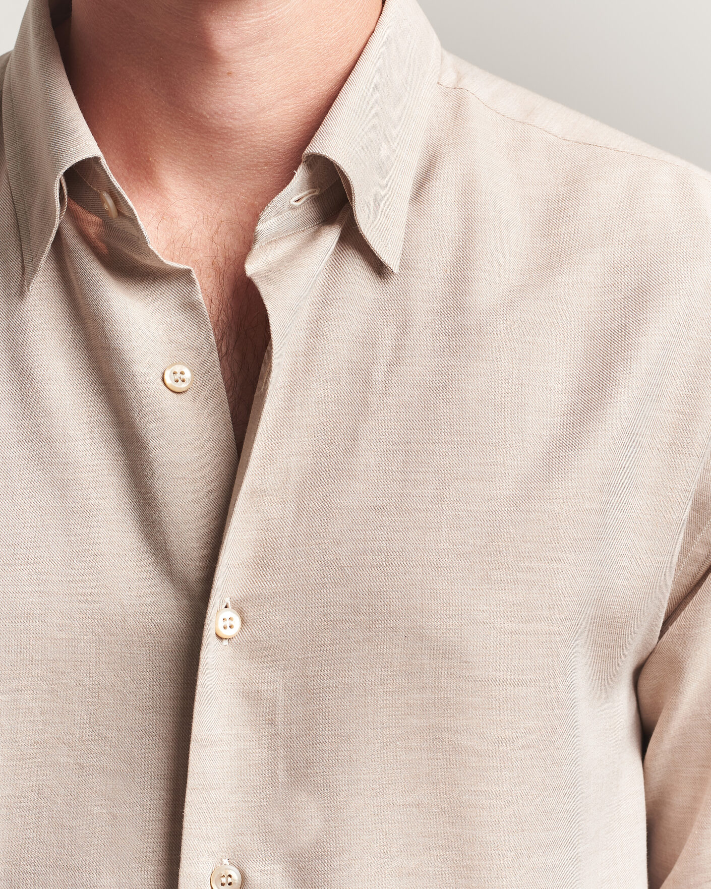 Herre | Skjorter | Brioni | Cotton/Cashmere Flannel Shirt Beige