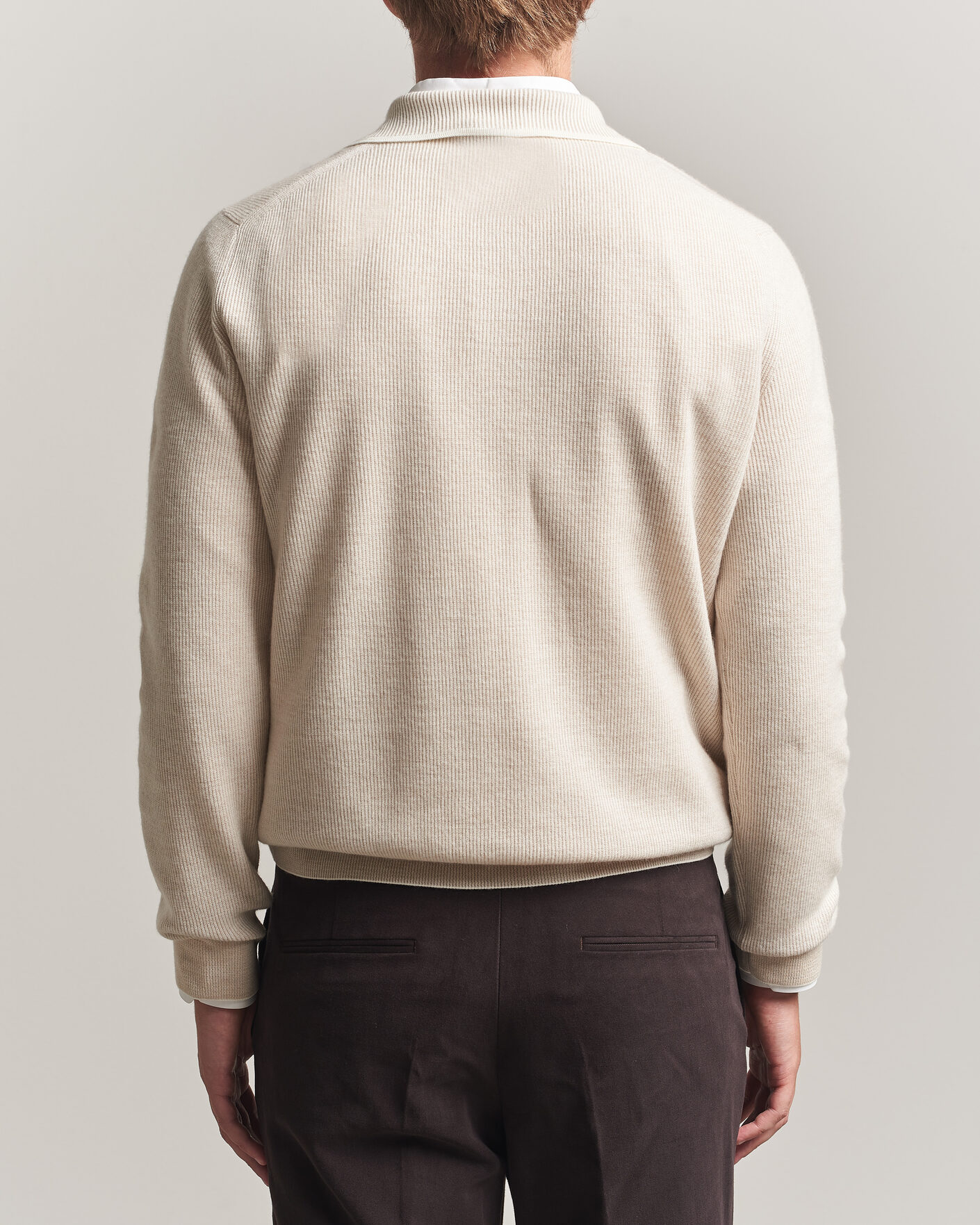 Herre | Trøjer | Brioni | Cashmere Rib Knitted Polo Light Beige