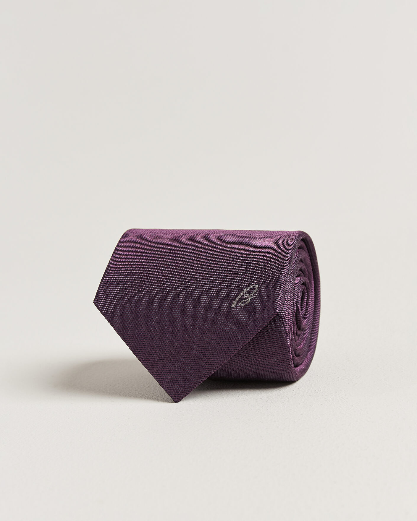 Herre | Slips | Brioni | Embroidered Logo Silk Tie Burgundy
