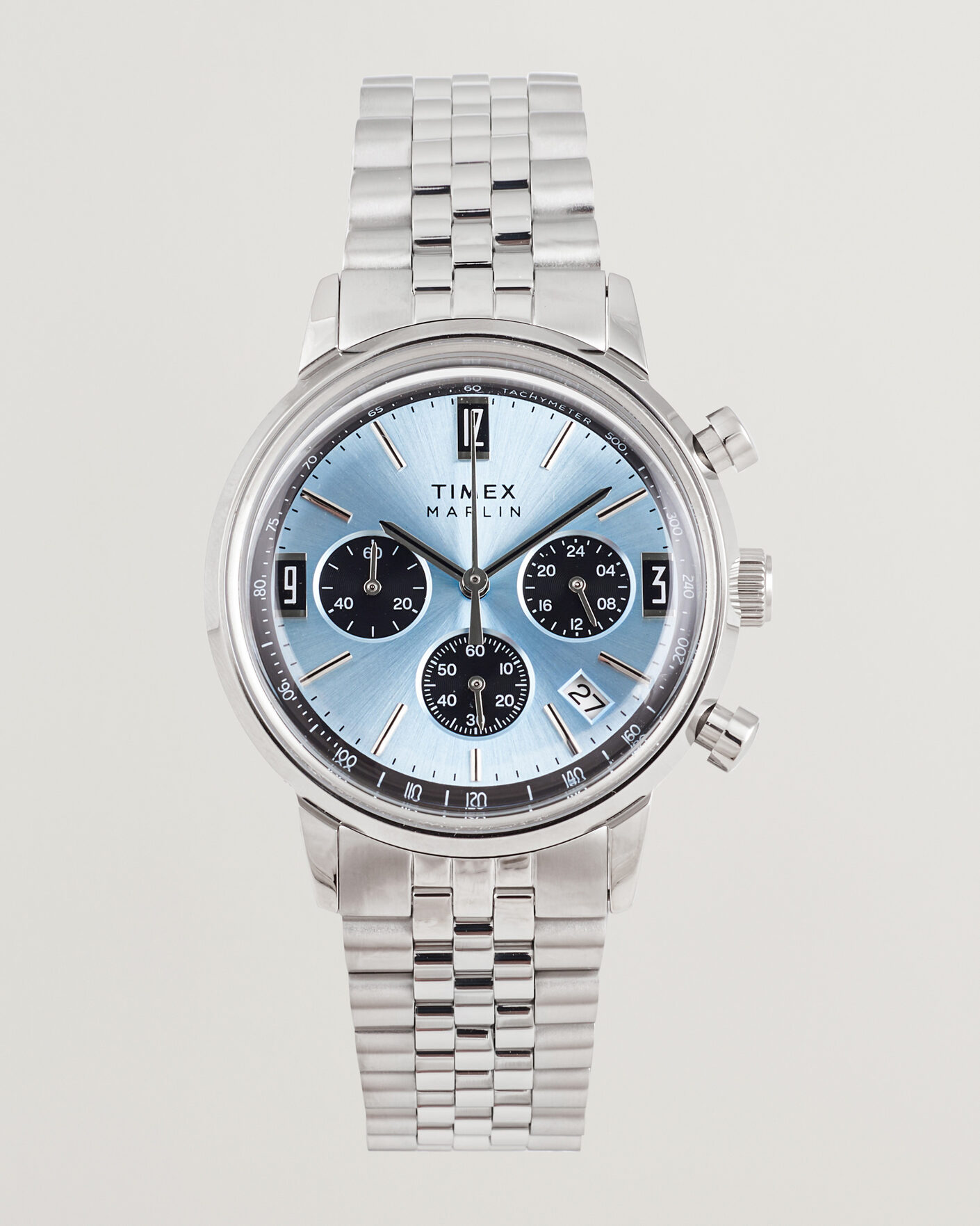Herre | Timex Marlin Quartz Chronograph Steel 40mm Ice Blue Dial | Timex | Marlin Quartz Chronograph Steel 40mm Ice Blue Dial