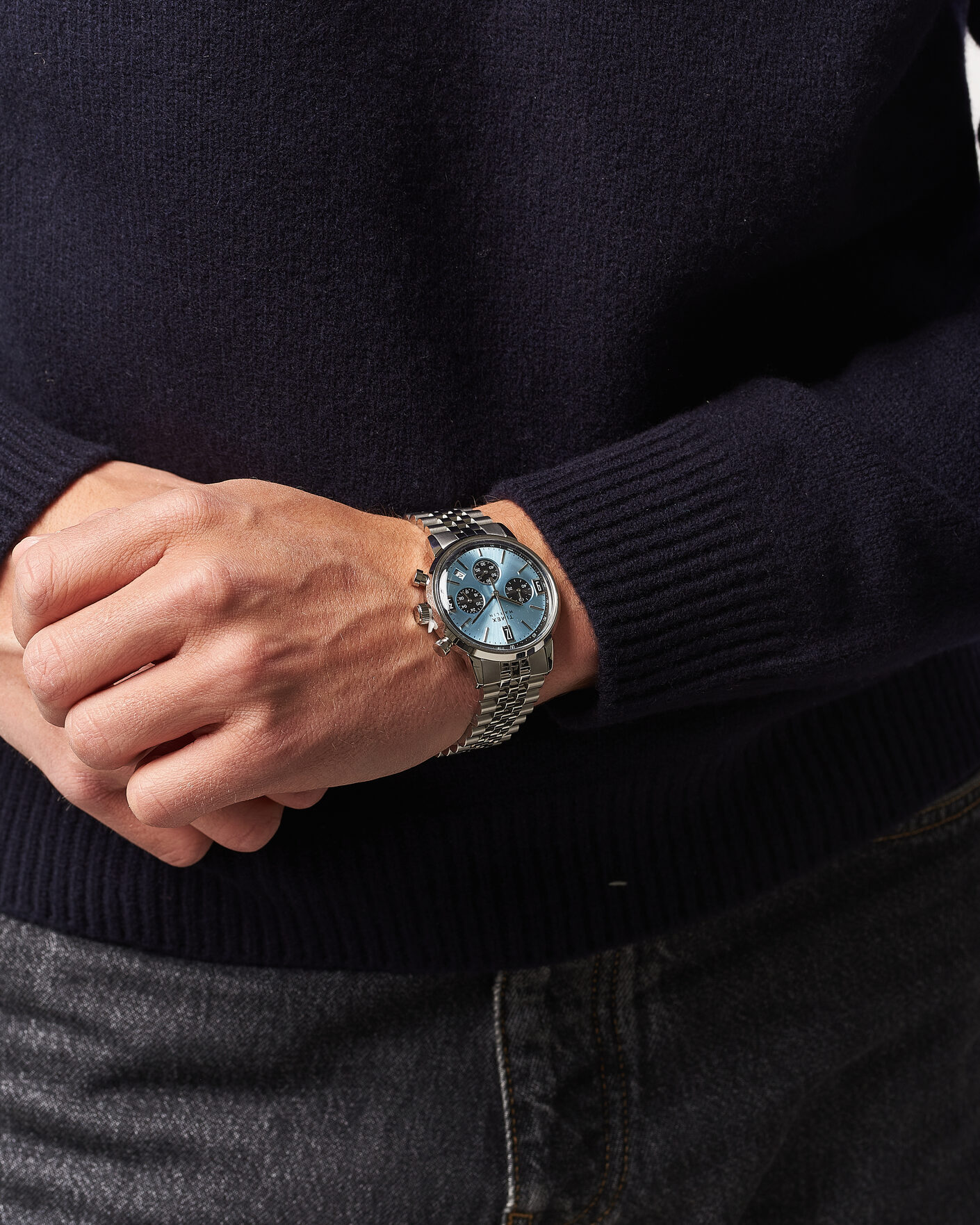 Herre | Timex Marlin Quartz Chronograph Steel 40mm Ice Blue Dial | Timex | Marlin Quartz Chronograph Steel 40mm Ice Blue Dial