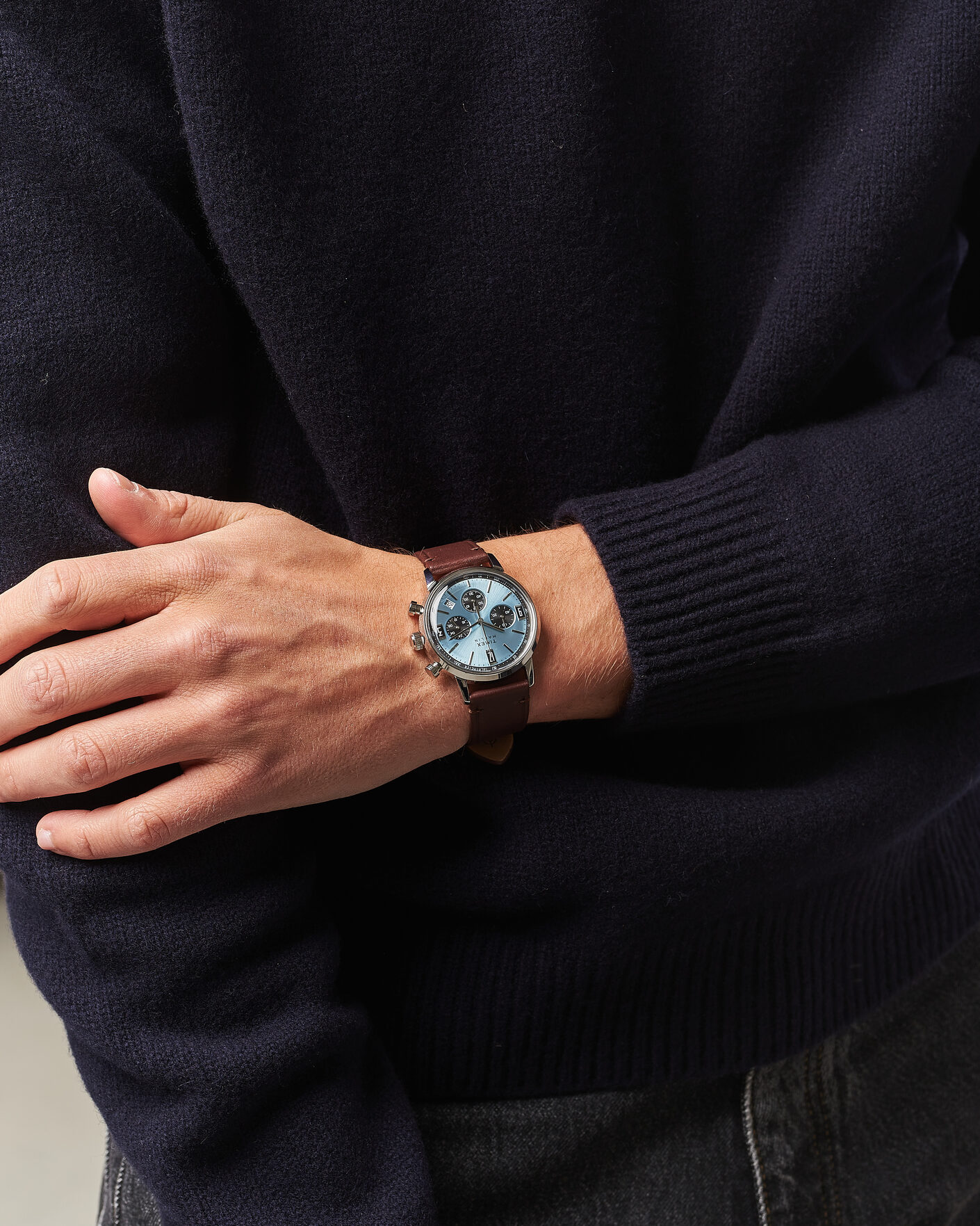 Herre | Timex Marlin Quartz Chronograph Leather 40mm Ice Blue Dial | Timex | Marlin Quartz Chronograph Leather 40mm Ice Blue Dial
