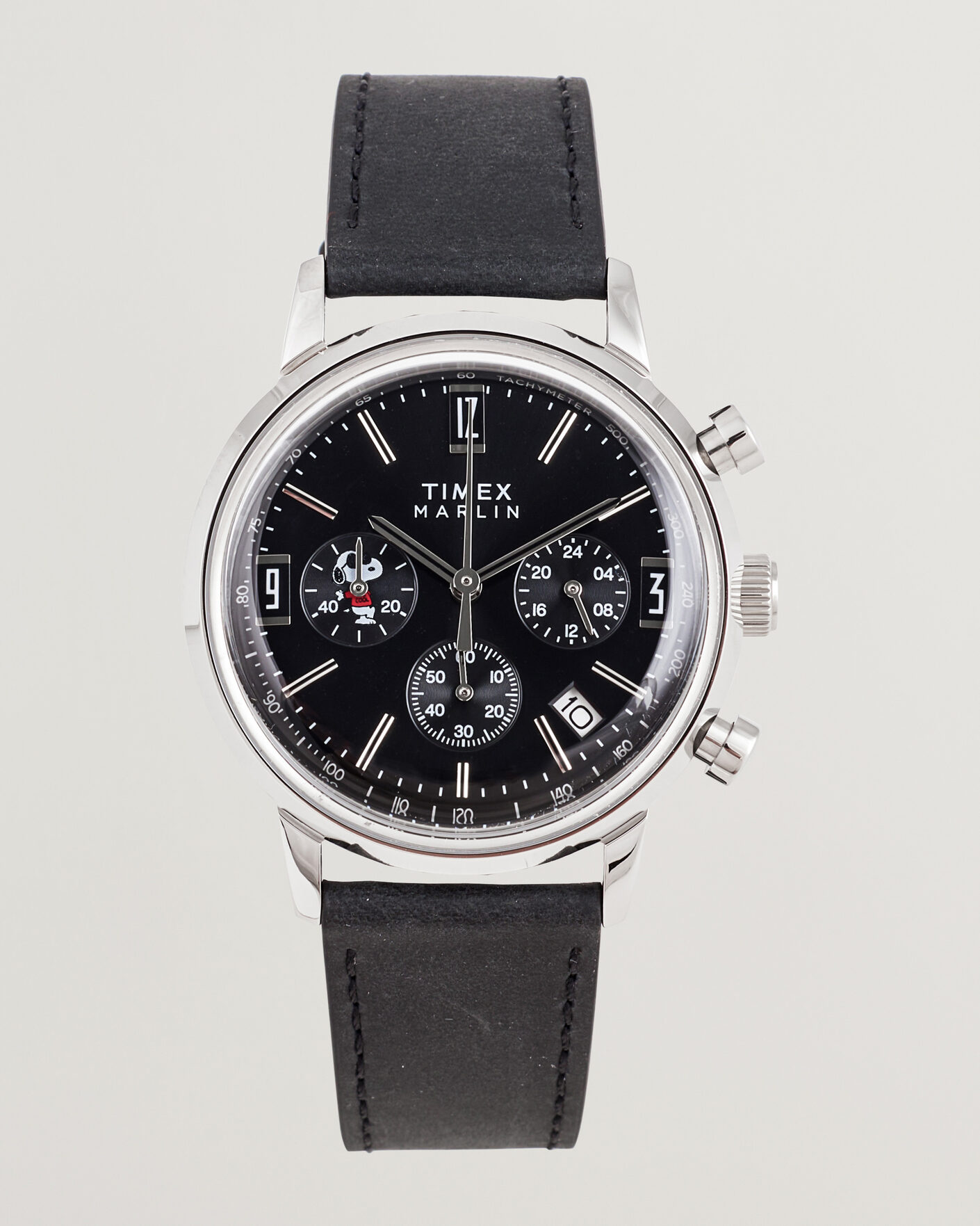 Herre | Timex Timex x Peanuts Chrono Cool Joe Leather 40mm Black Dial | Timex | x Peanuts Chrono Cool Joe Leather 40mm Black Dial
