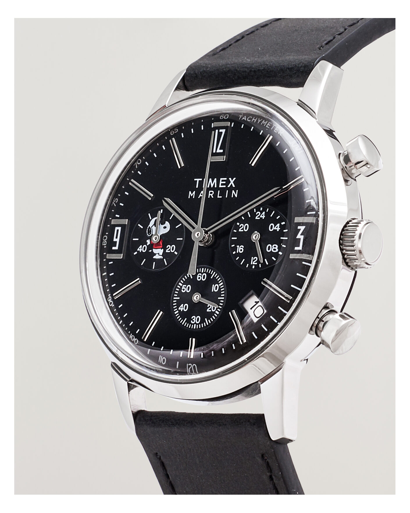 Herre | Timex Timex x Peanuts Chrono Cool Joe Leather 40mm Black Dial | Timex | x Peanuts Chrono Cool Joe Leather 40mm Black Dial