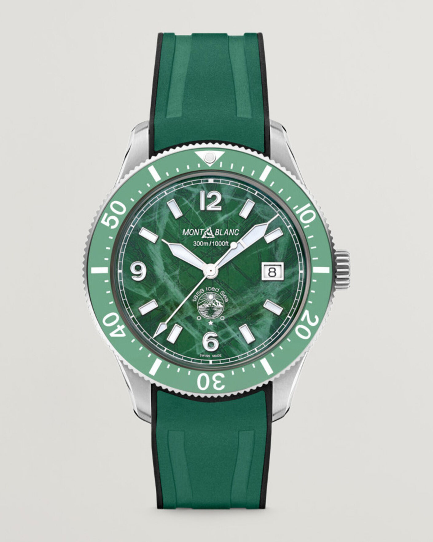 Herre | Montblanc Iced Sea Automatic Date Rubber Strap Green | Montblanc | Iced Sea Automatic Date Rubber Strap Green