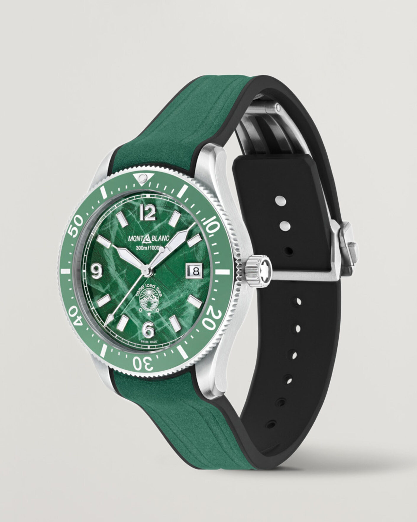 Herre | Montblanc Iced Sea Automatic Date Rubber Strap Green | Montblanc | Iced Sea Automatic Date Rubber Strap Green