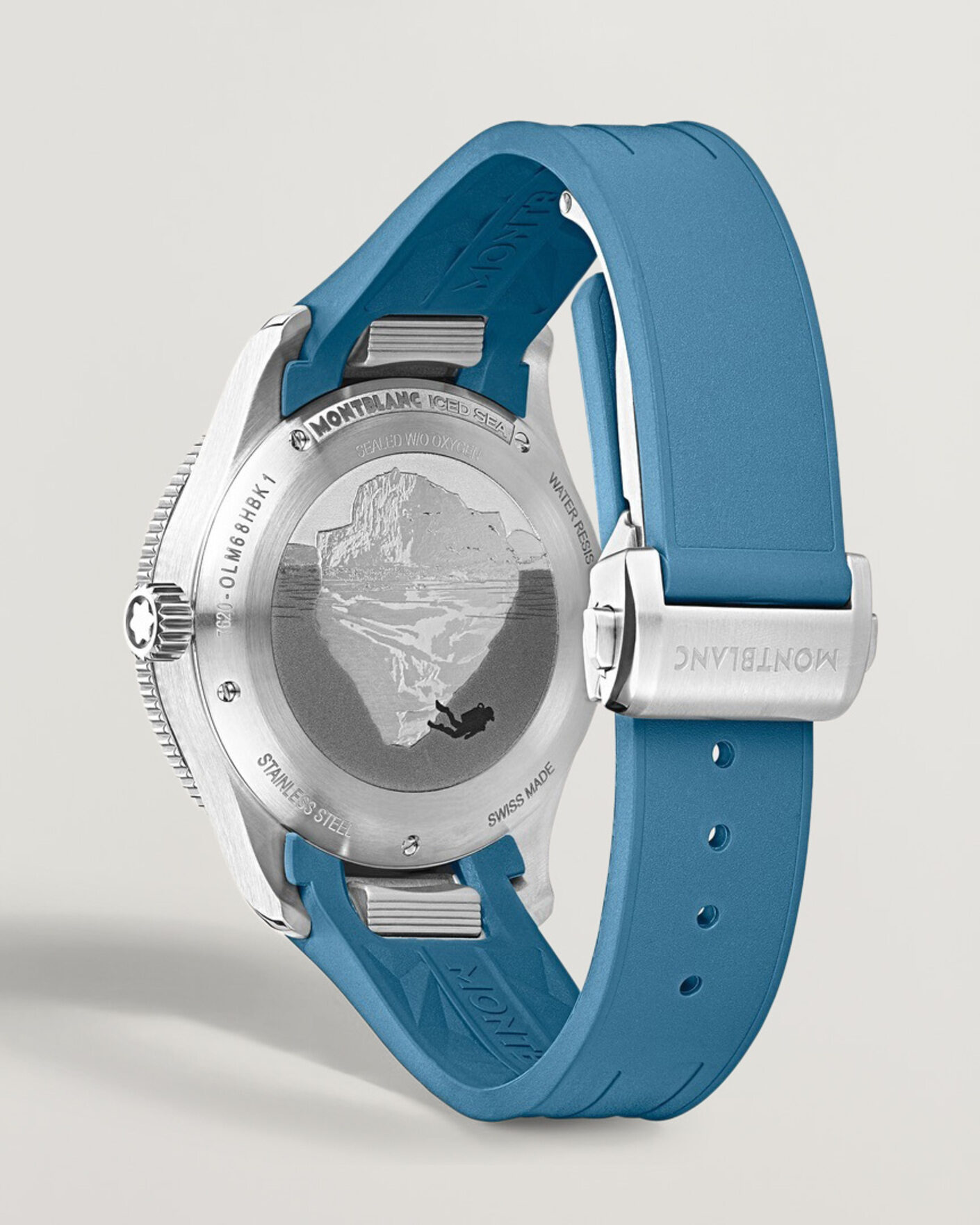 Herre | Montblanc Iced Sea Automatic Date 0 Oxygen Rubber Strap Light Blue | Montblanc | Iced Sea Automatic Date 0 Oxygen Rubber Strap Light Blue