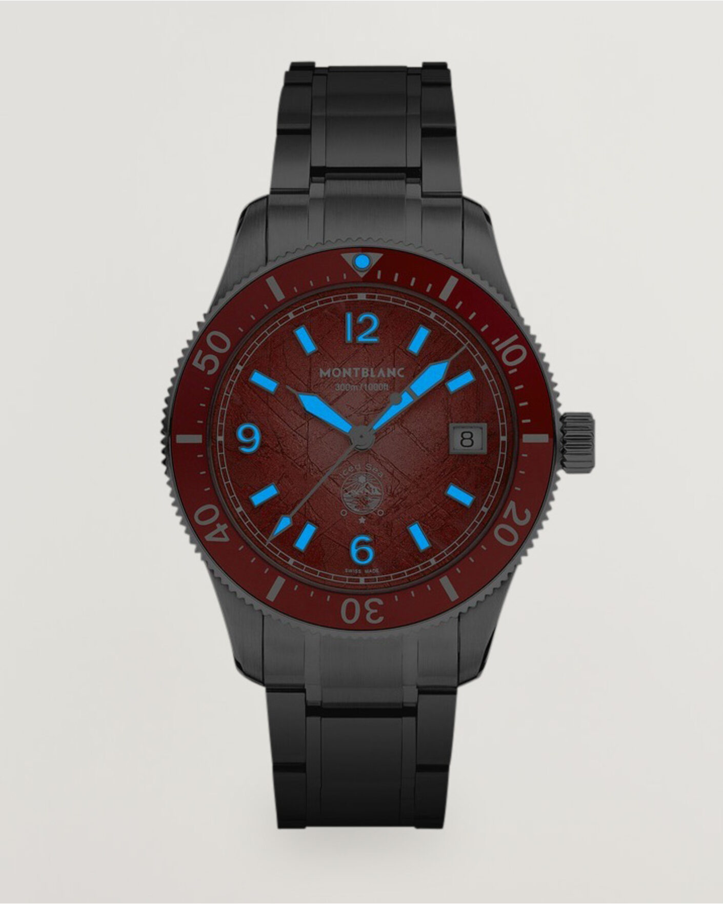 Herre | Stållænke | Montblanc | Iced Sea Automatic Date 0 Oxygen Limited Red