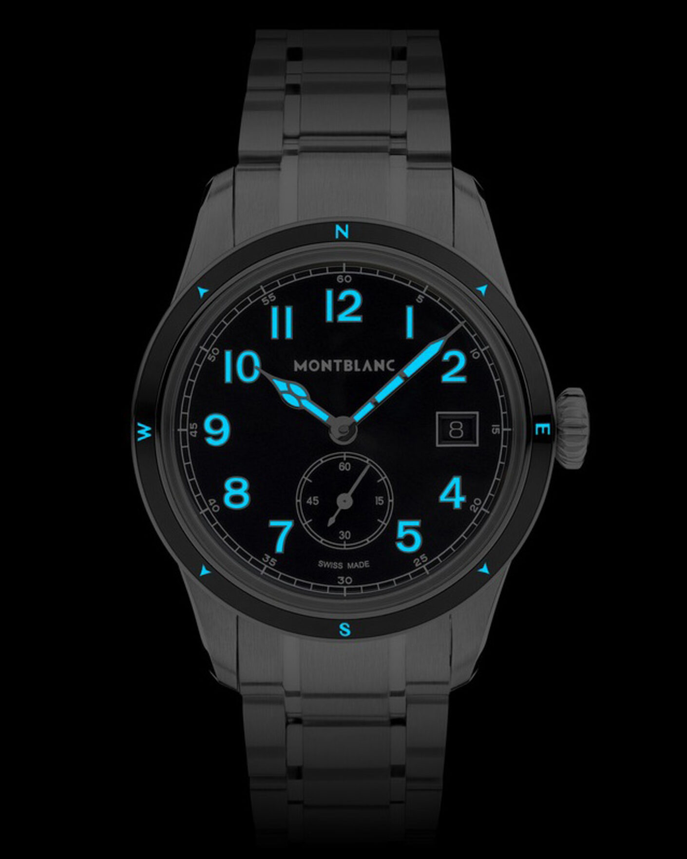 Herre | Stållænke | Montblanc | 1858 Small Second 0 Oxygen Black