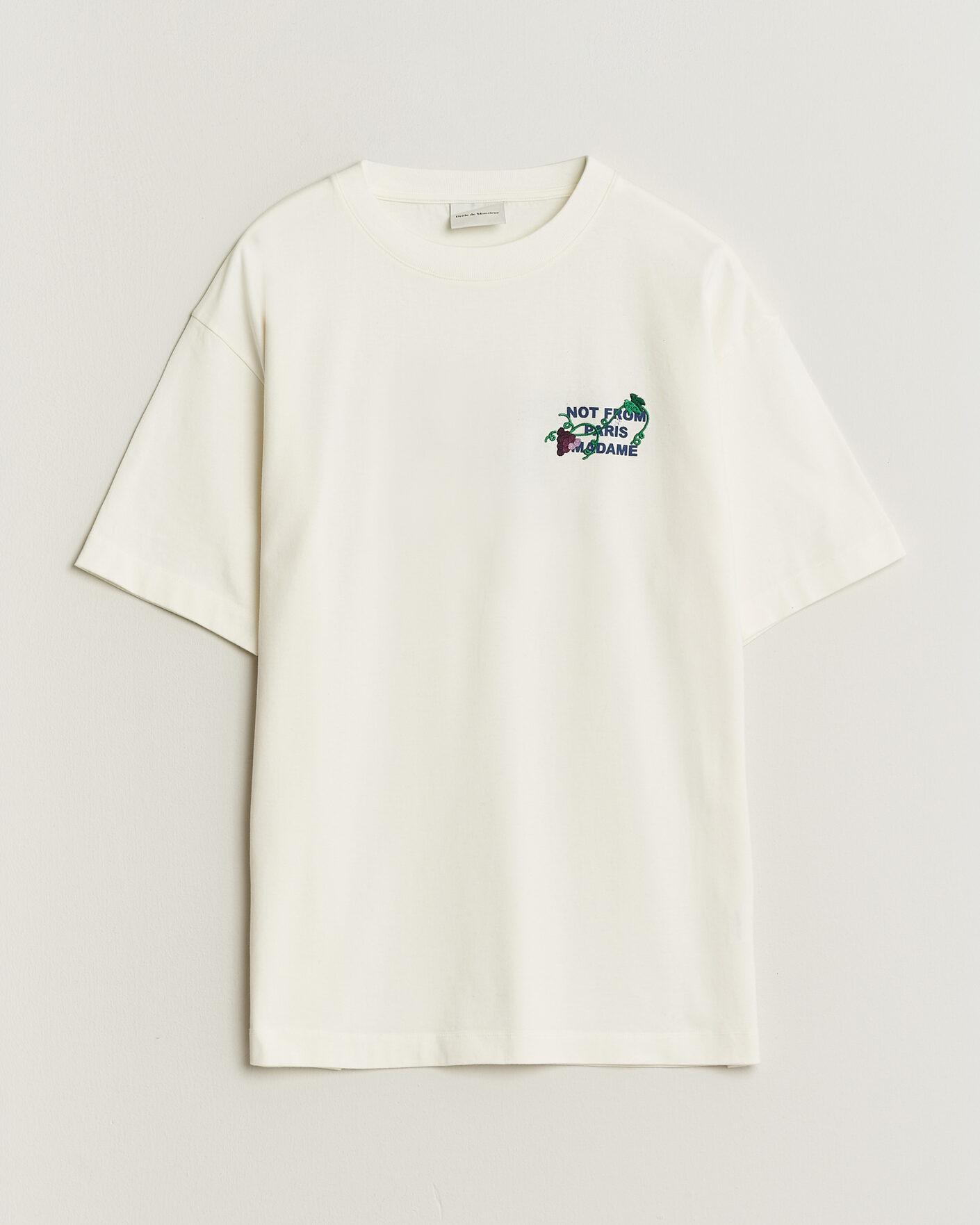 Herre | T-Shirts | Drôle de Monsieur | Vine Embroidered Slogan T-Shirt Off White