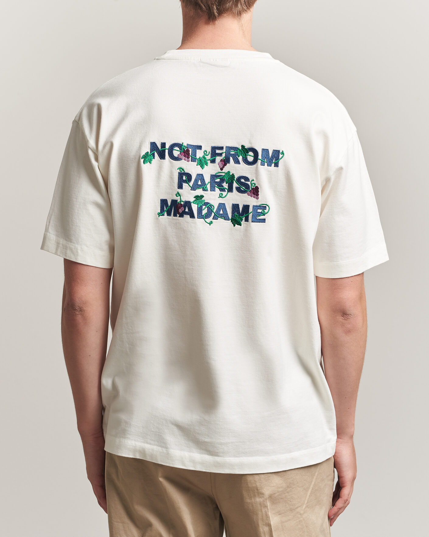 Herre | T-Shirts | Drôle de Monsieur | Vine Embroidered Slogan T-Shirt Off White