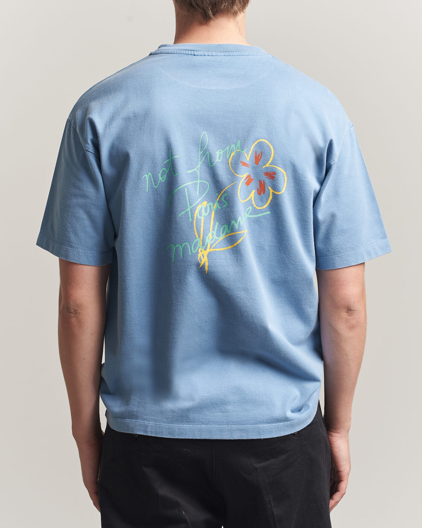 Herre | T-Shirts | Drôle de Monsieur | Esquisse Slogan T-shirt Light Blue